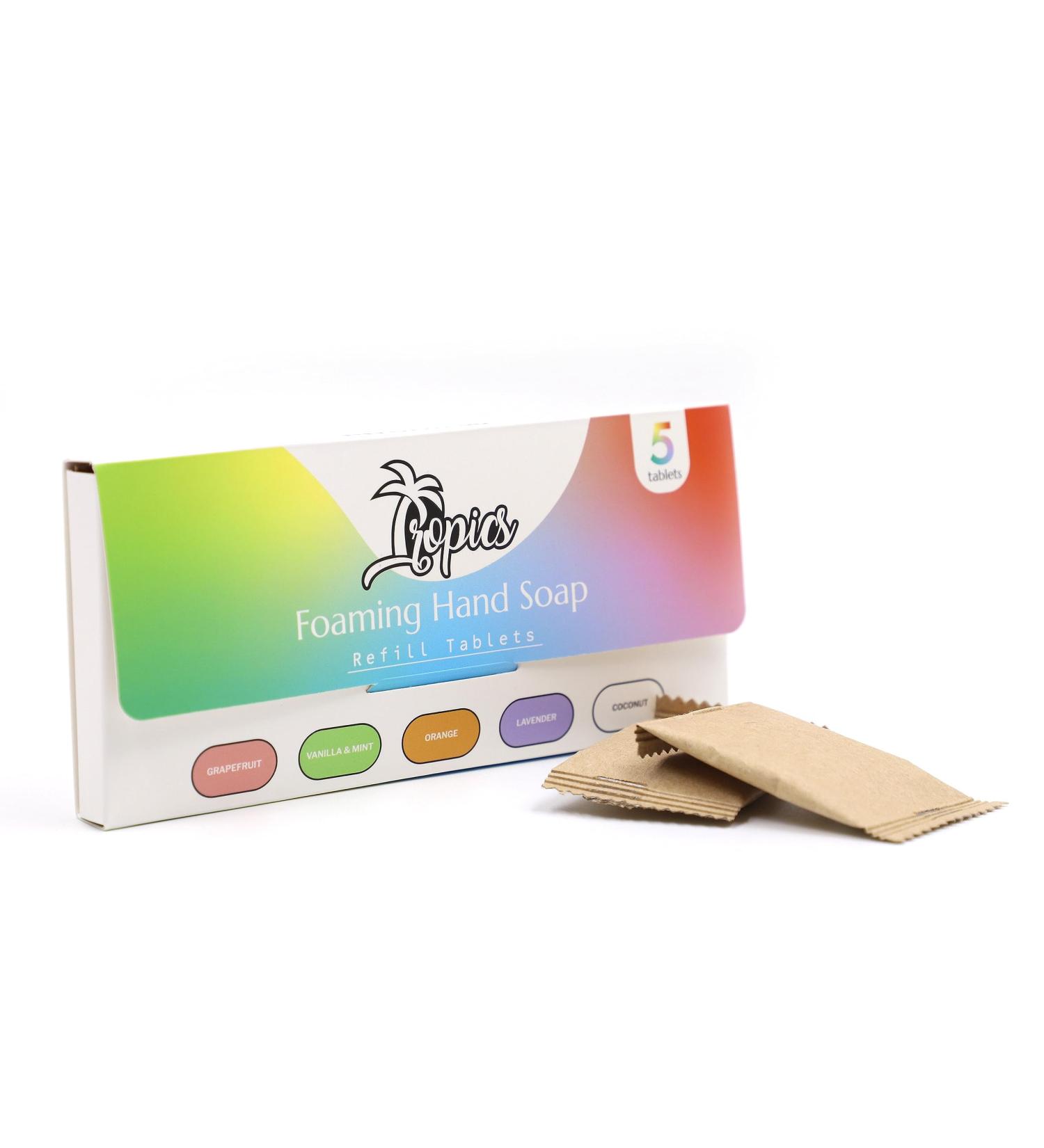 Tropics Foaming Hand Soap Tablets - 5 Pack | Eco-Friendly Refill Sampler | 42.5 fl oz - Variety Scents & Recyclable Packaging - Buy Online on GoSupps.com