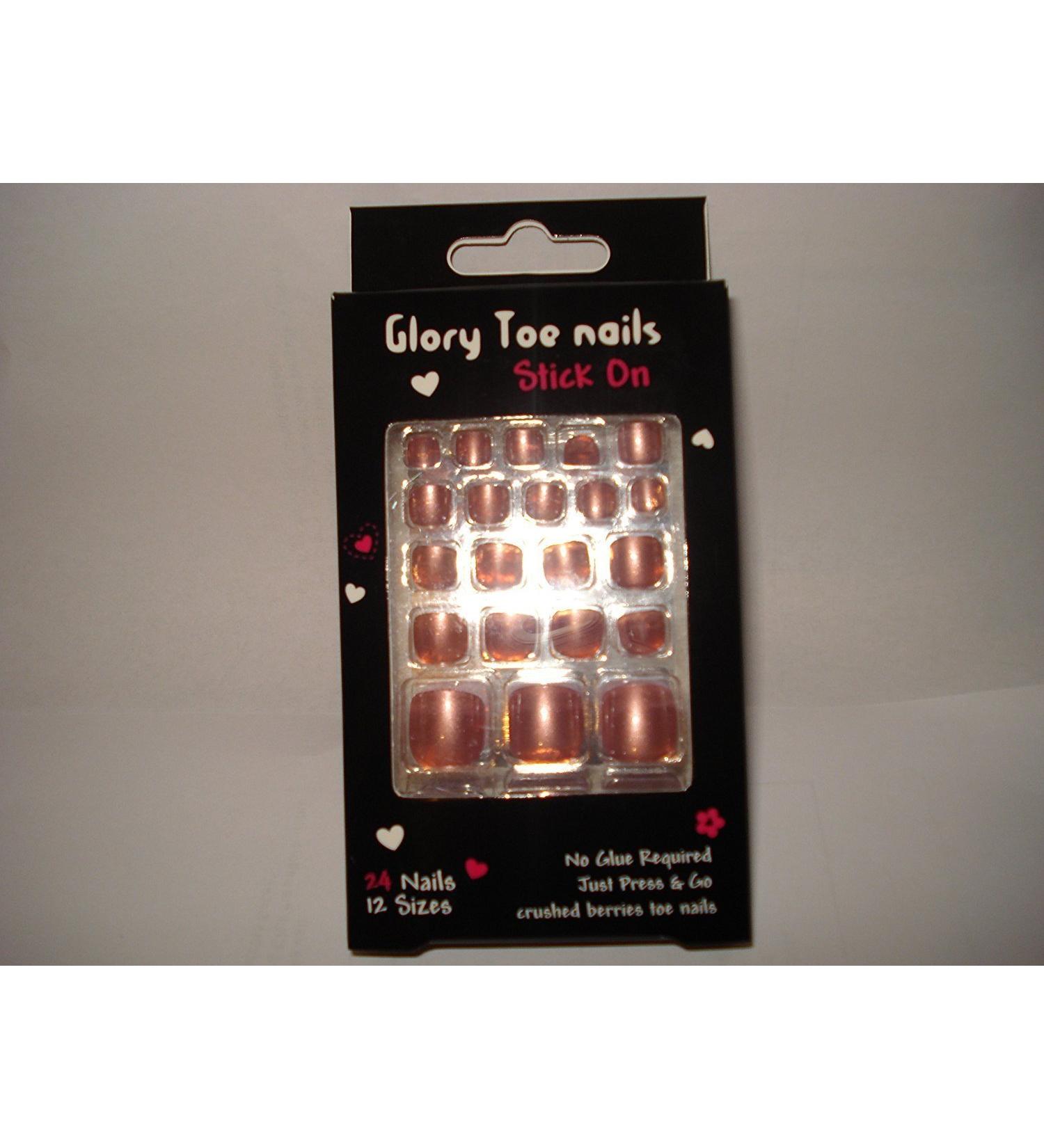 24 TOE NAILS CRUSHED BERRIES TOE NAILS STICK ON NO GLUE REQUIRED