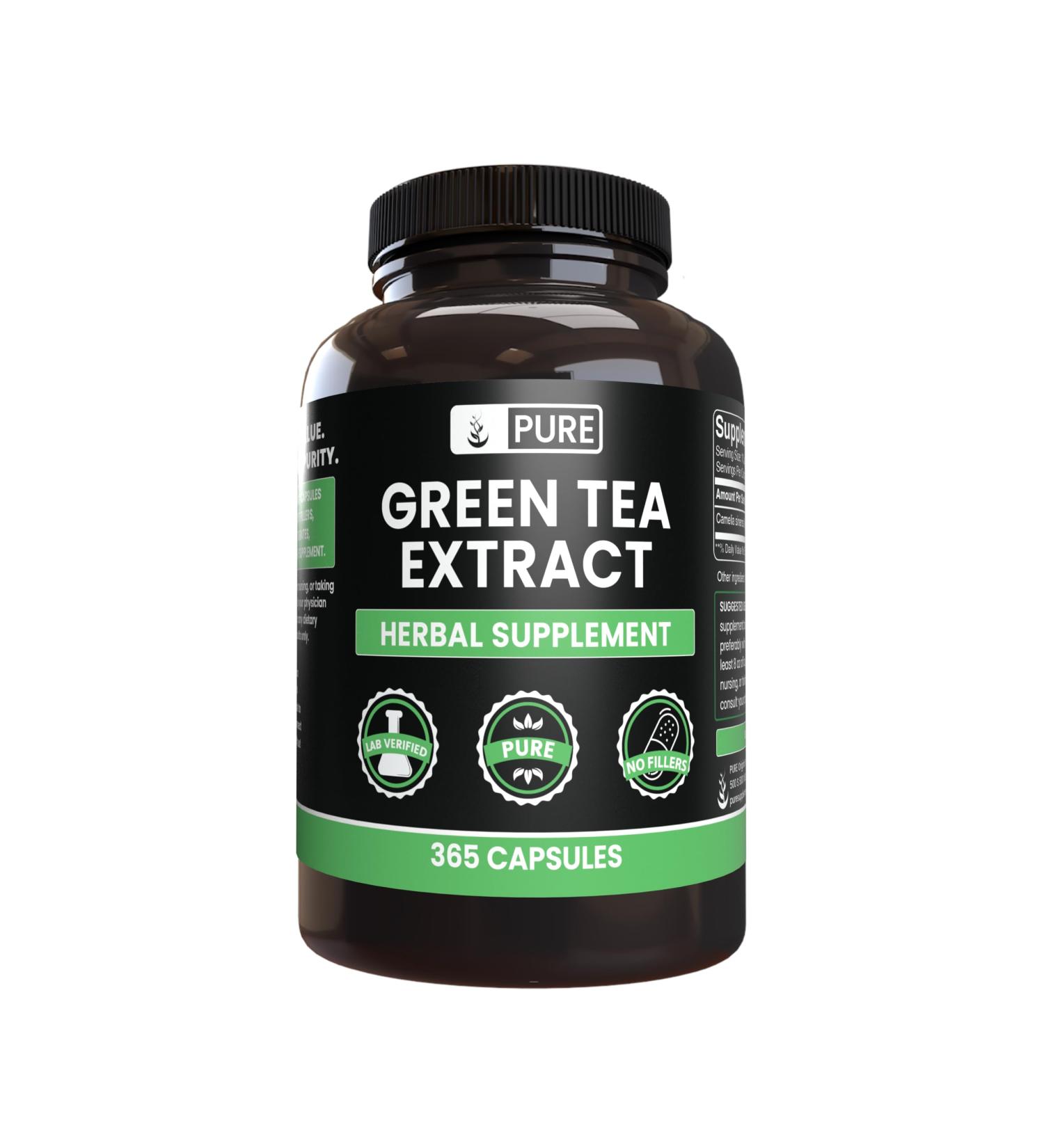 Pure Original Ingredients Green Tea Extract (365 Capsules) No Magnesium Or Rice Fillers Always Pure Lab Verified 365 Count (Pack of 1) - Buy Online on GoSupps.com