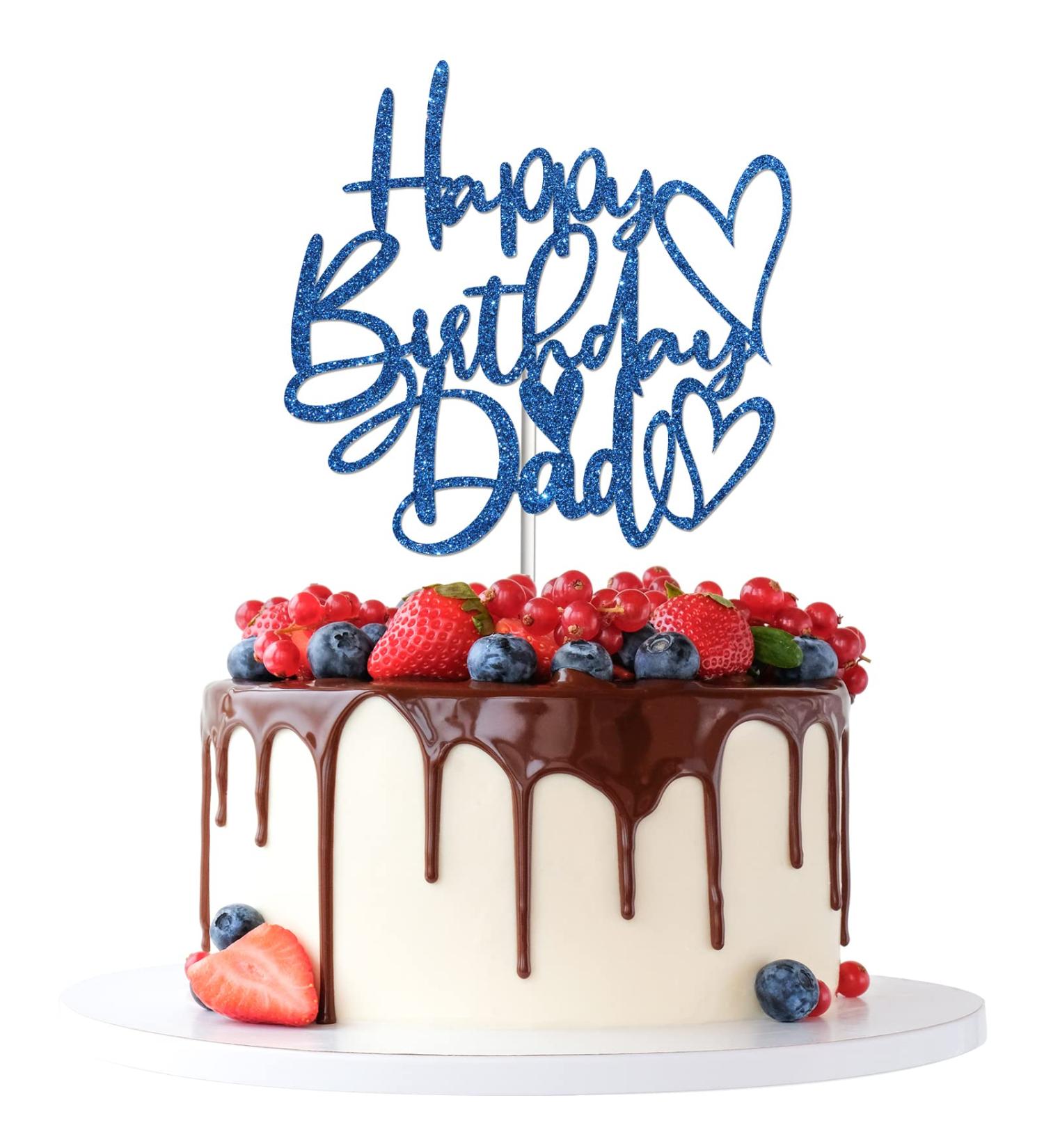 Tenhaisi Blue Glitter Happy Birthday Dad Cake Topper Happy Father's Birthday Cake Decoration Dad Party Decoration Dad Happy Birthday Party Decoration Supplies - Buy Online on GoSupps.com