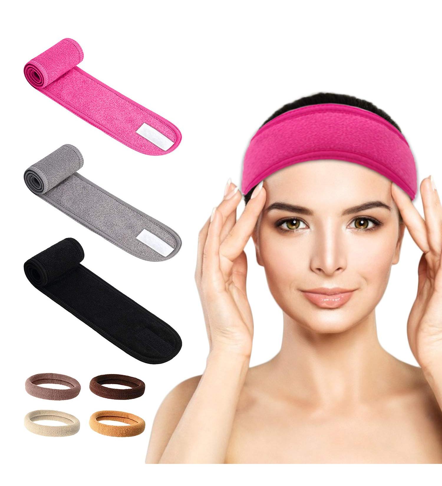 Shop Lattcure Adjustable Terry Hair Band | 3-Piece Makeup & Spa Headband for Women & Girls - Hair Protection Velcro Fastener - Buy Online on GoSupps.com