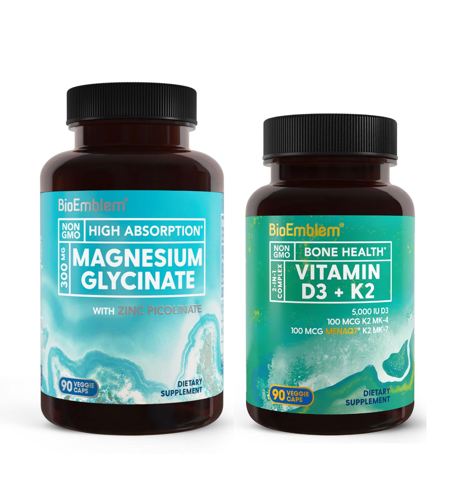 BioEmblem Magnesium Glycinate with Zinc and Vitamin D3 K2 - Buy Online on GoSupps.com