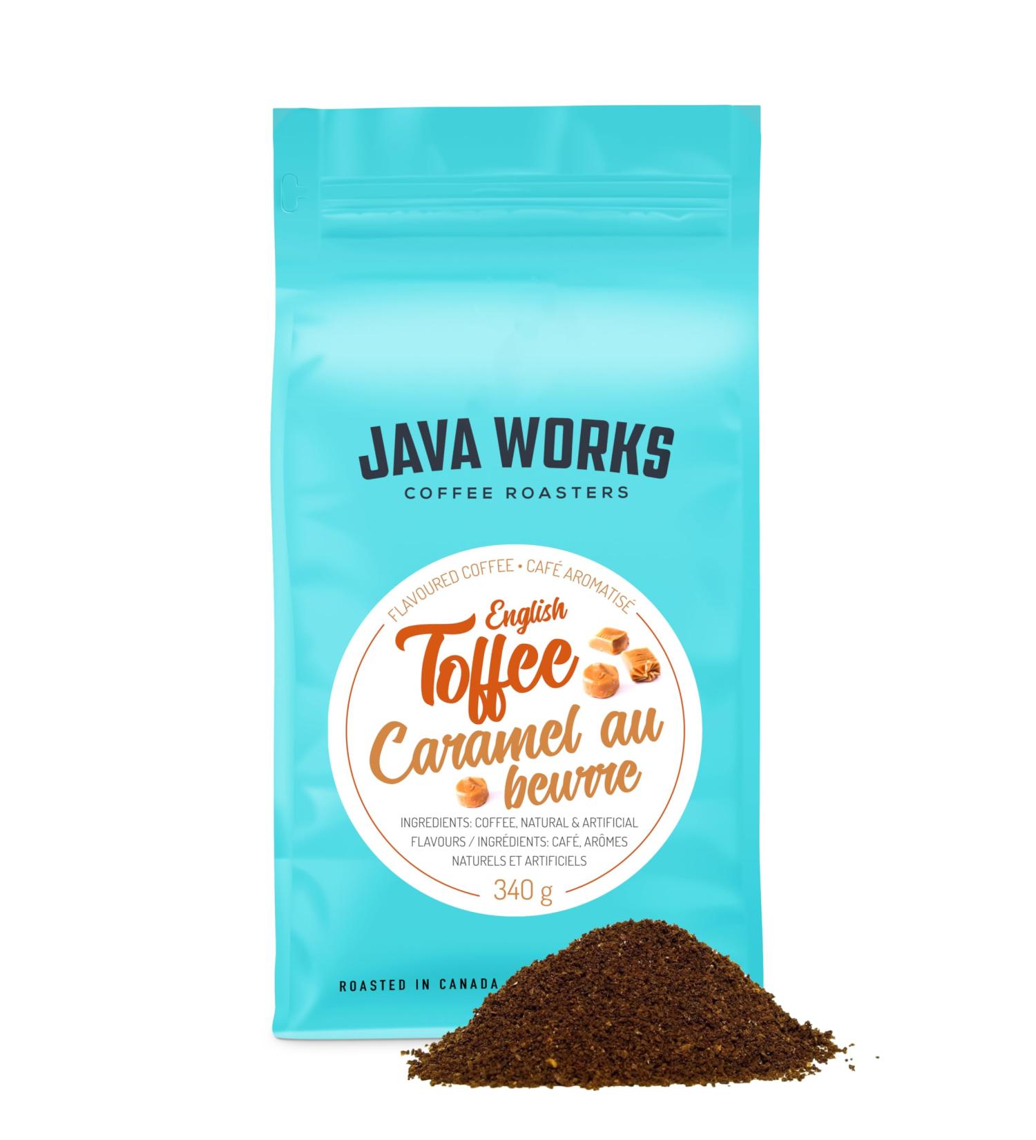 Java Works Coffee English Toffee Flavoured Coffee *Ground* 340 Grams - Buy Online on GoSupps.com