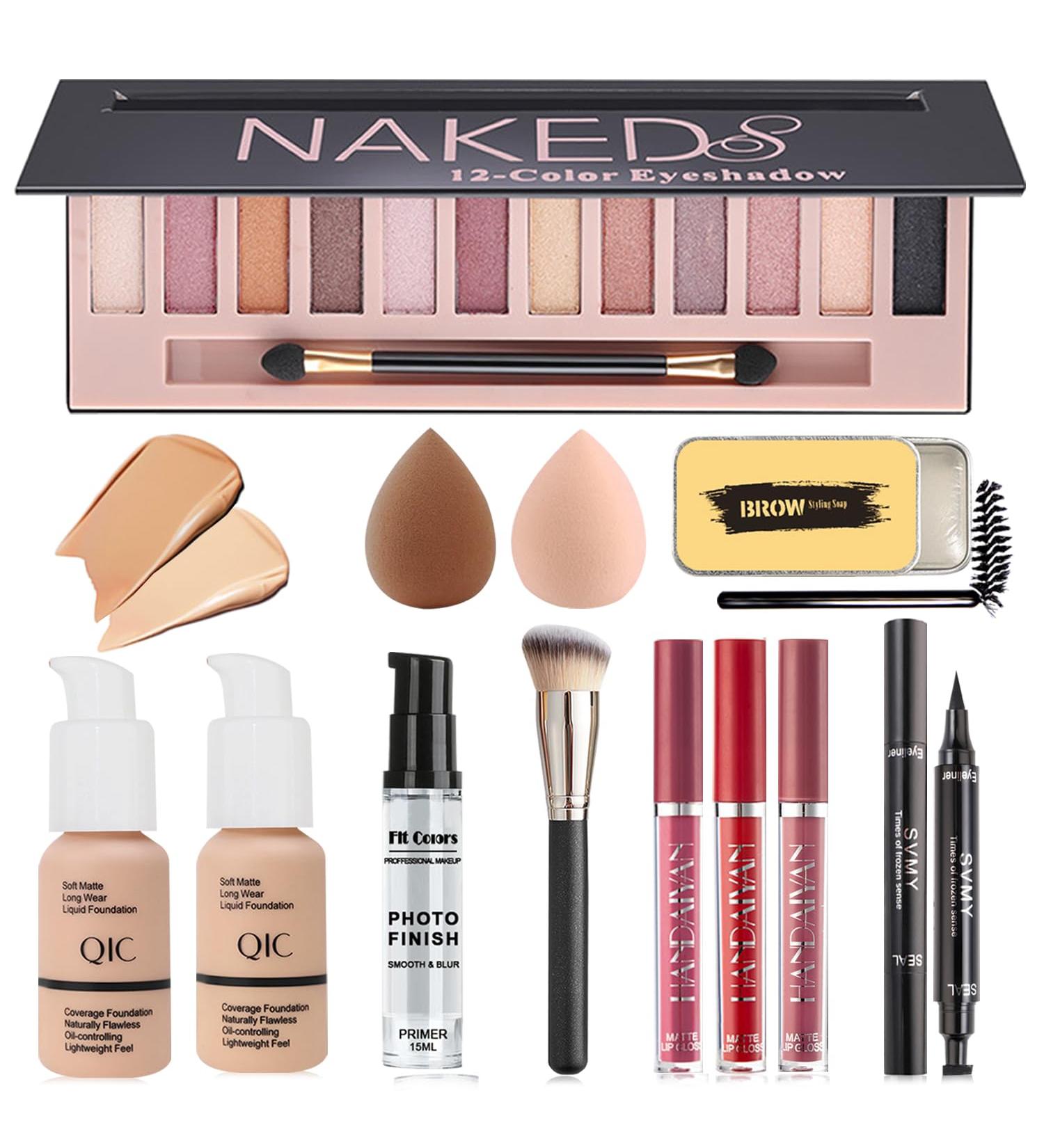 All-in-One Makeup Kit: 12-Color Eyeshadow Foundation Lipstick & More - Perfect Gift Set for Women - Buy Online on GoSupps.com
