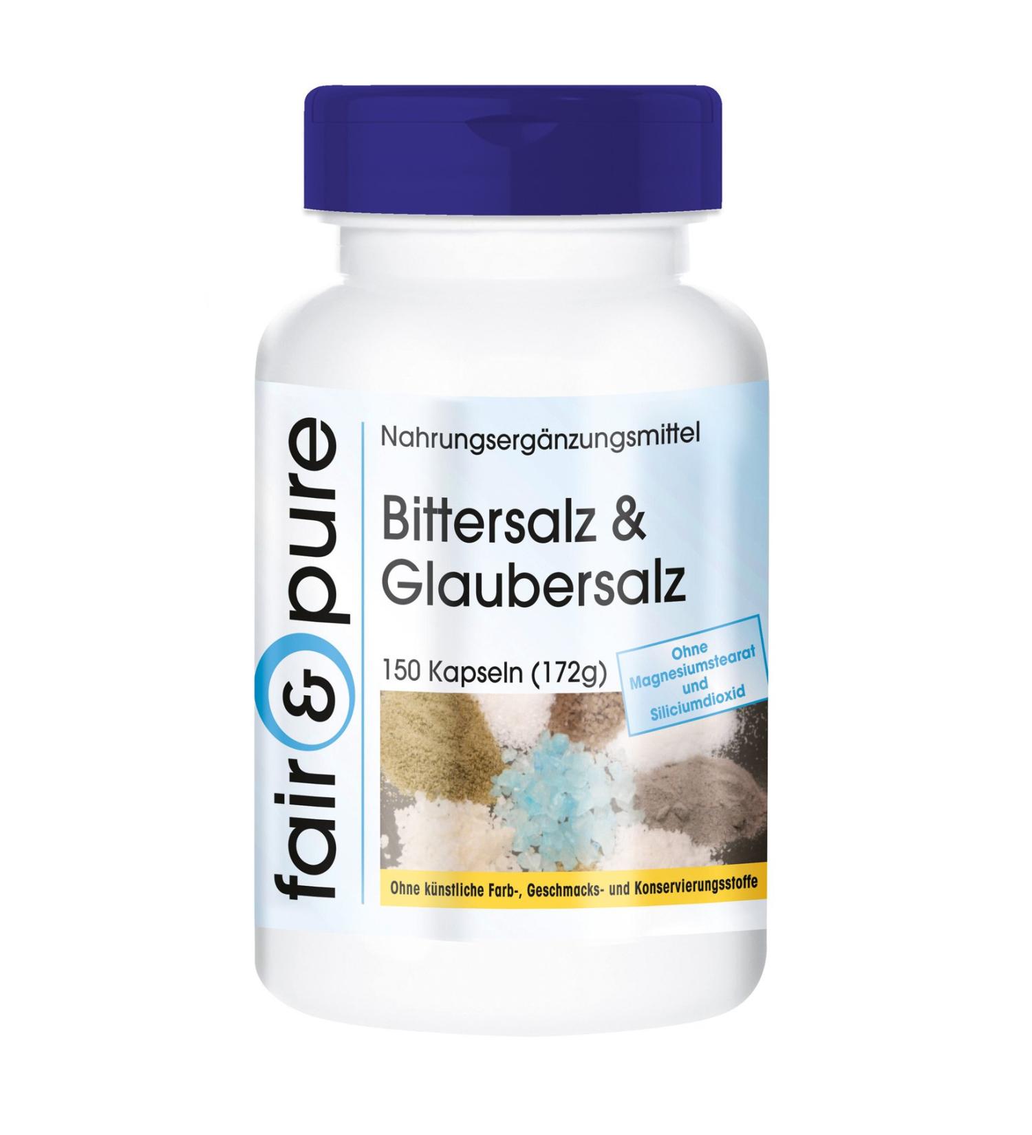 SoMatEm Fair & Pure Epsom salt & Glauber salt magnesium sulphate and sodium sulphate vegan 150 capsules without magnesium stearate - Buy Online on GoSupps.com