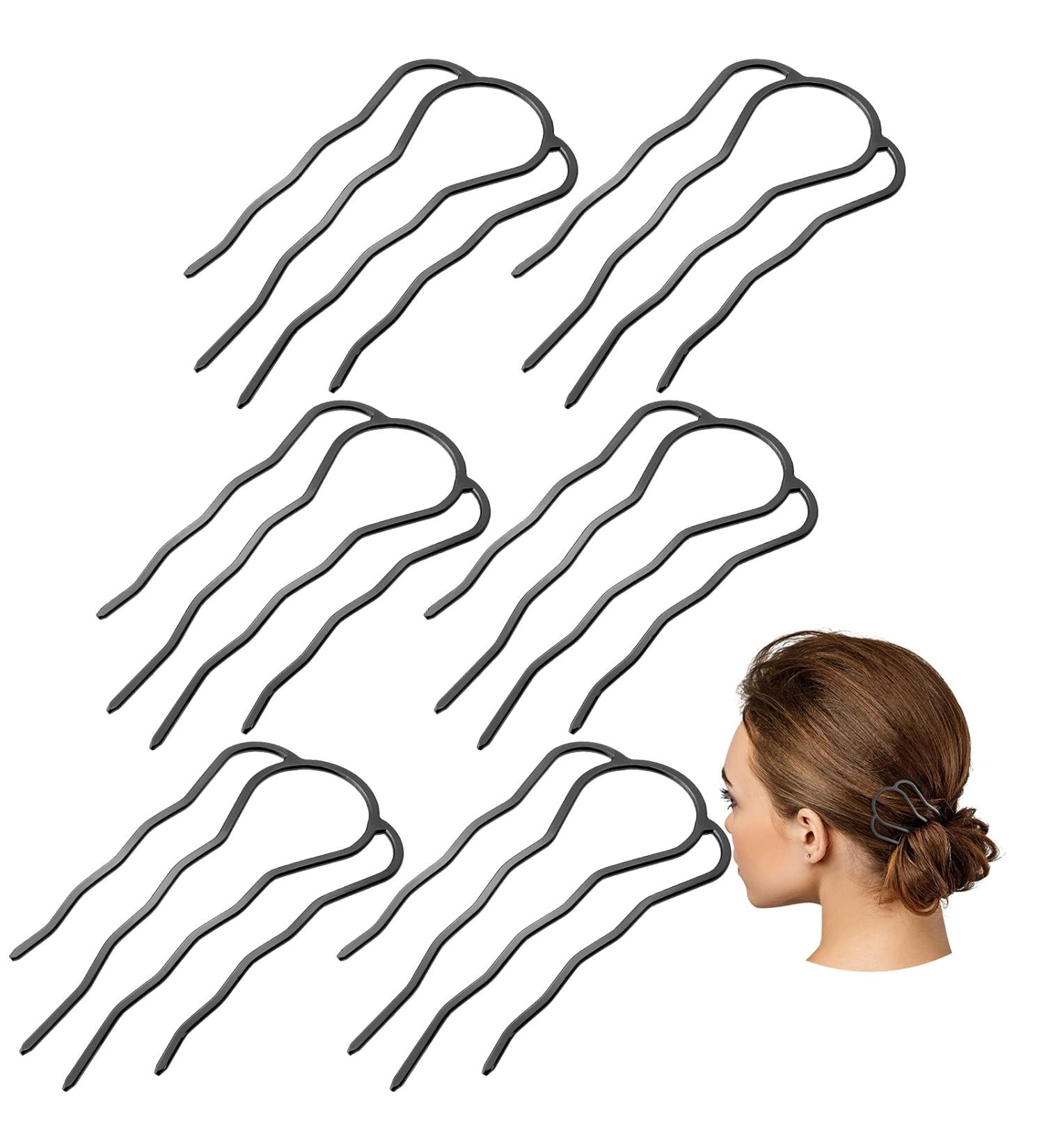 6-Piece Hair Fork Clip Stick Set | 87mm Side Hair Comb | 4 Prong Hair Updo Bun Hairpin Sticks | Alloy Hair Clips for Women | Black Hair Styling Accessories - Buy Online on GoSupps.com