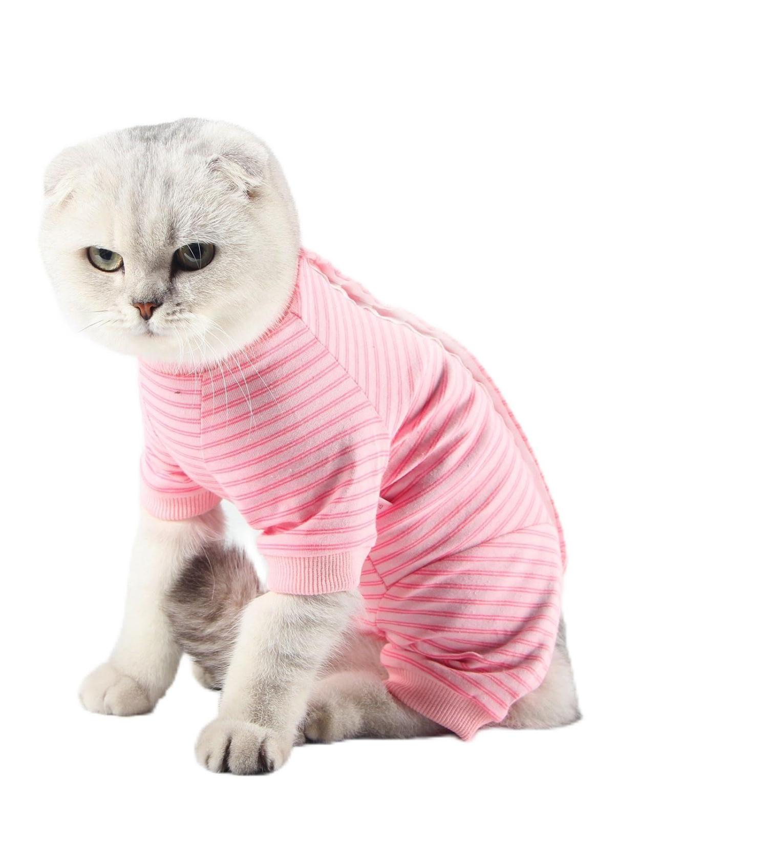 Lianzimau Katzenbody for Post-Op Cats | Long-Sleeved Catwear | E-Necking Alternative | S Size | Pink Streaked | 1 Pack - International Shipping Available - Buy Online on GoSupps.com