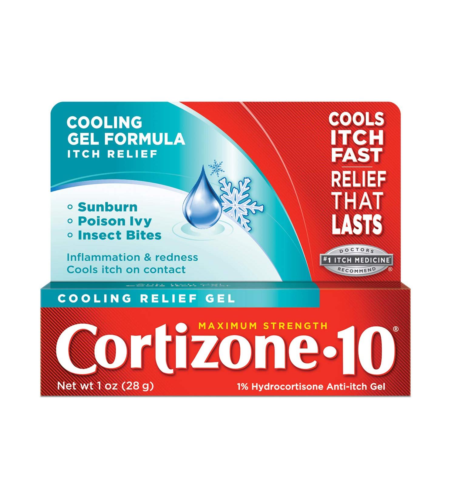 Cortizone 10 Maximum Strength Cooling Relief Gel - 1 oz | 1% Hydrocortisone Anti-Itch | Fast Cooling Action - Buy Online on GoSupps.com