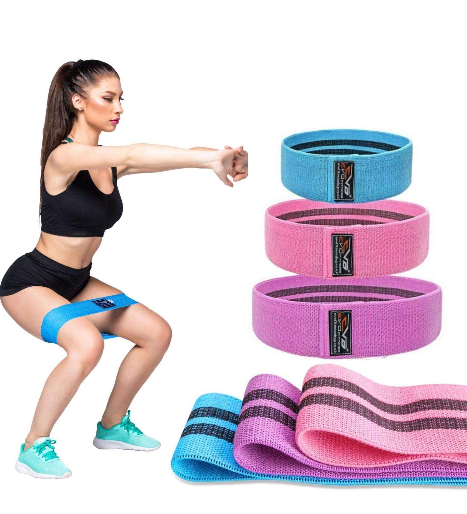 Islero Fitness EVO Resistance Band - Non-Slip Premium Fabric Design for Women | Elastic Loop for Legs, Booty, Glutes, Hips | Perfect for Yoga and Home Workouts | Aqua Color - Single Band - Buy Online on GoSupps.com