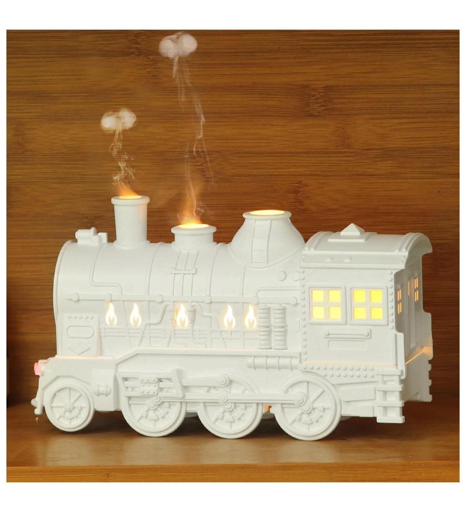 Flame Diffuser Train 300ml - Remote Control 2 Spray & Night Light Modes Perfect Humidifier for Home Office & Hotel - Yellow & White - Buy Online on GoSupps.com