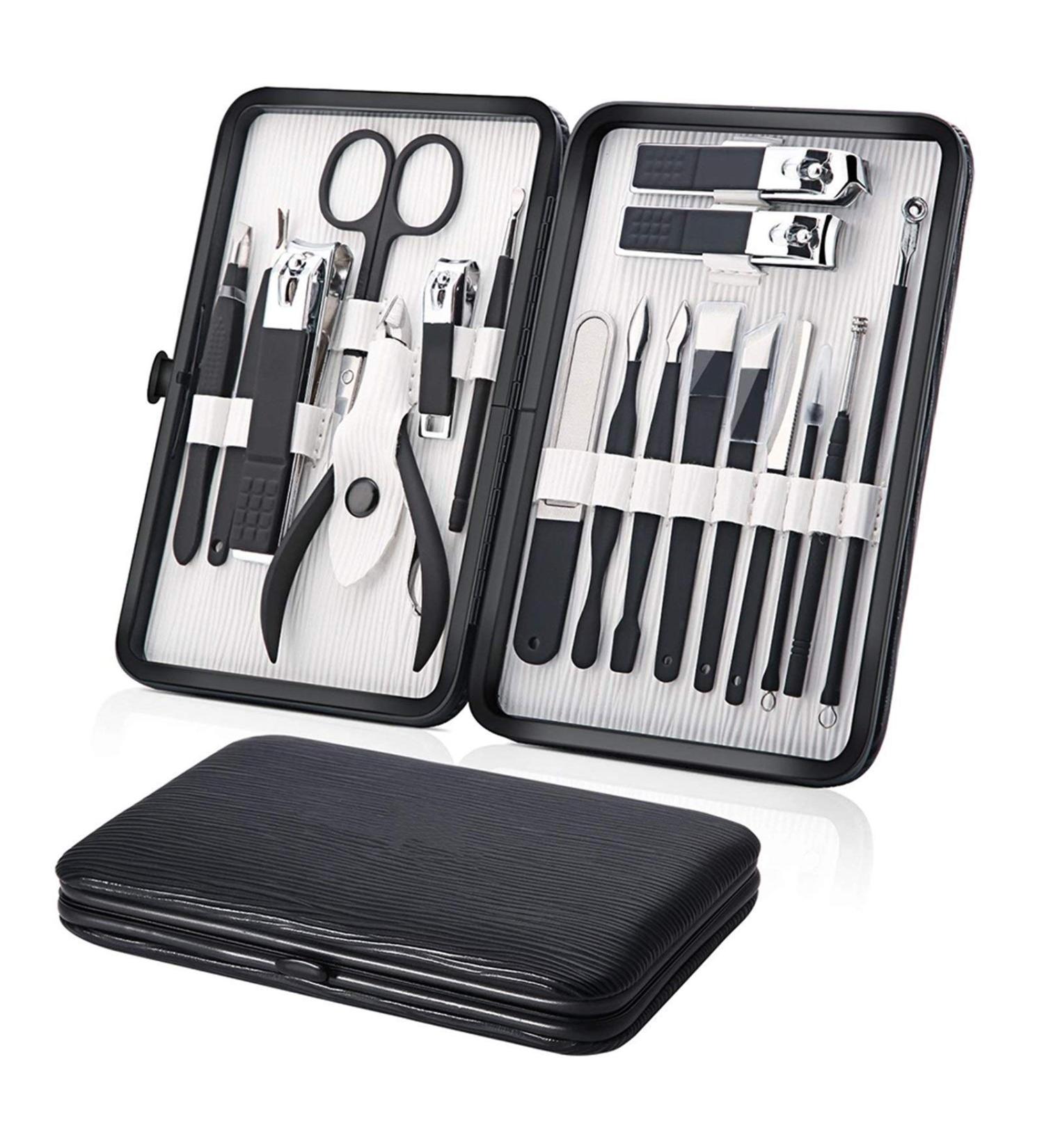 TONECY 16 in 1 Nail Cutter Professional Stainless Steel Scissors Grooming kit Art Cuticle Utility Tools Nail Clipper Manicure Set(Gray) - Buy Online on GoSupps.com