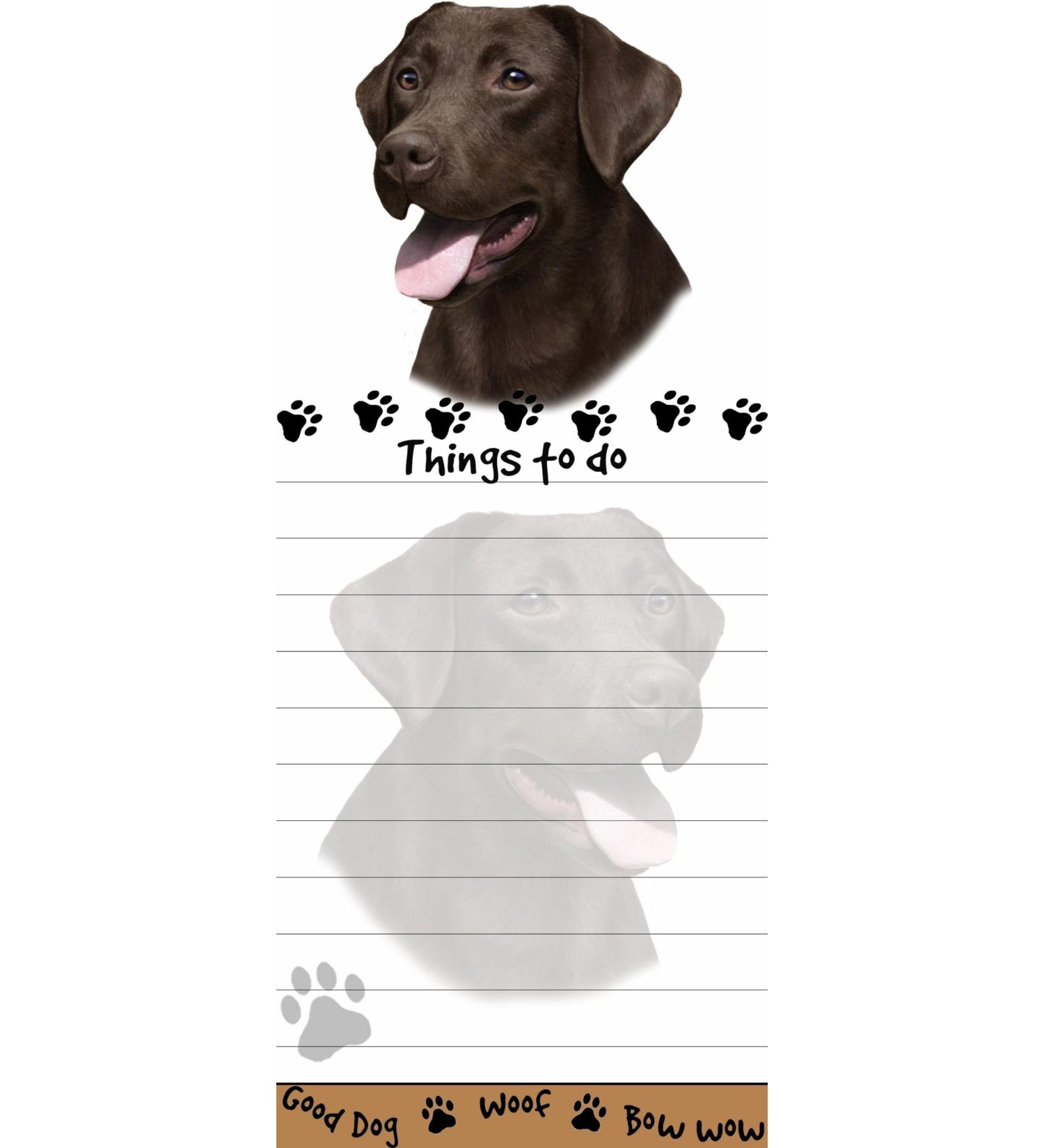 "Chocolate Labrador Magnetic List Pads" Uniquely Shaped Sticky Notepad Measures 8.5 by 3.5 Inches