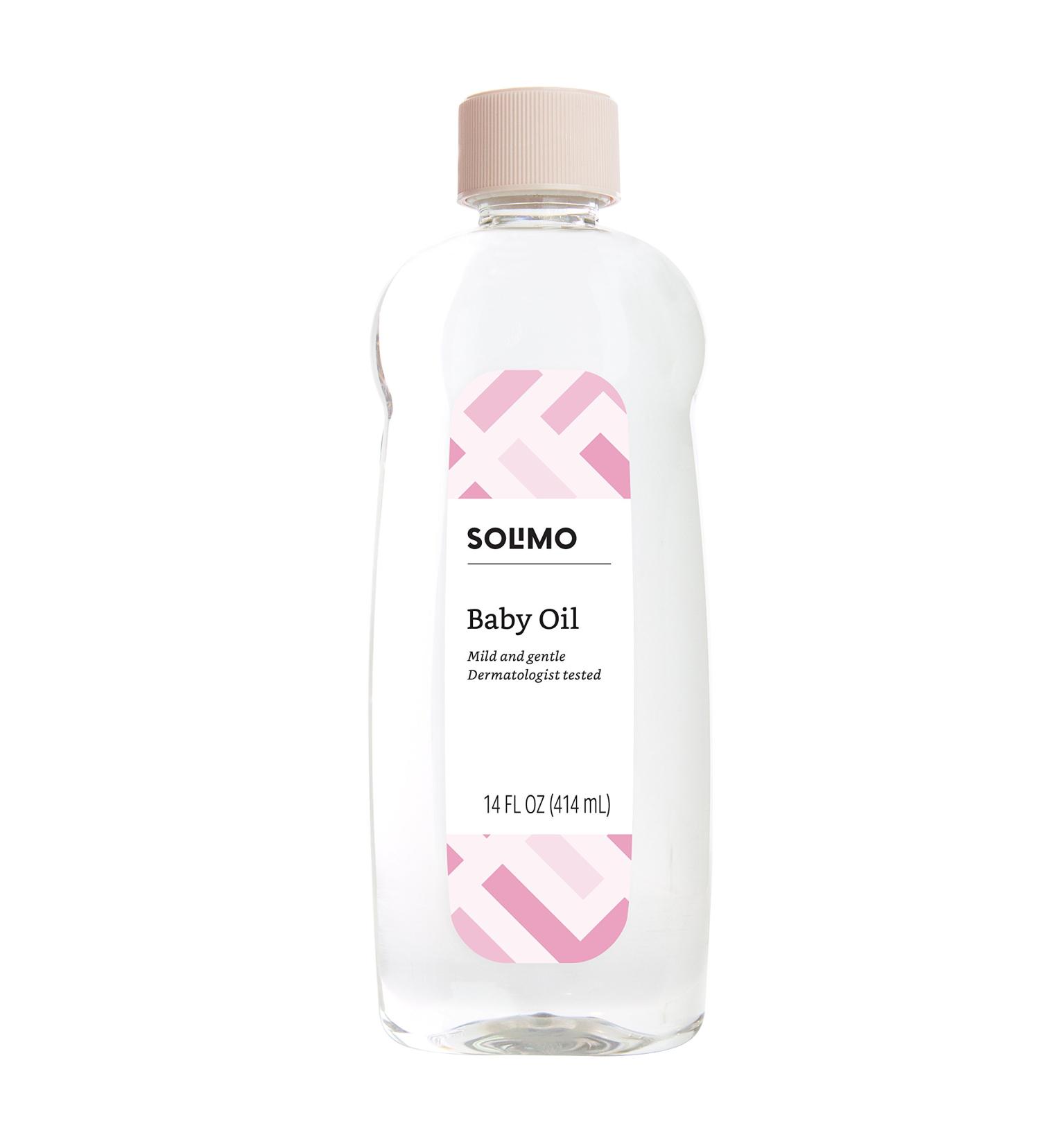 Amazon Brand - Solimo Baby Oil, Mild & Gentle, Dermatologist Tested, 14 Fluid Ounces 14 Fl Oz (Pack of 1) Baby Oil