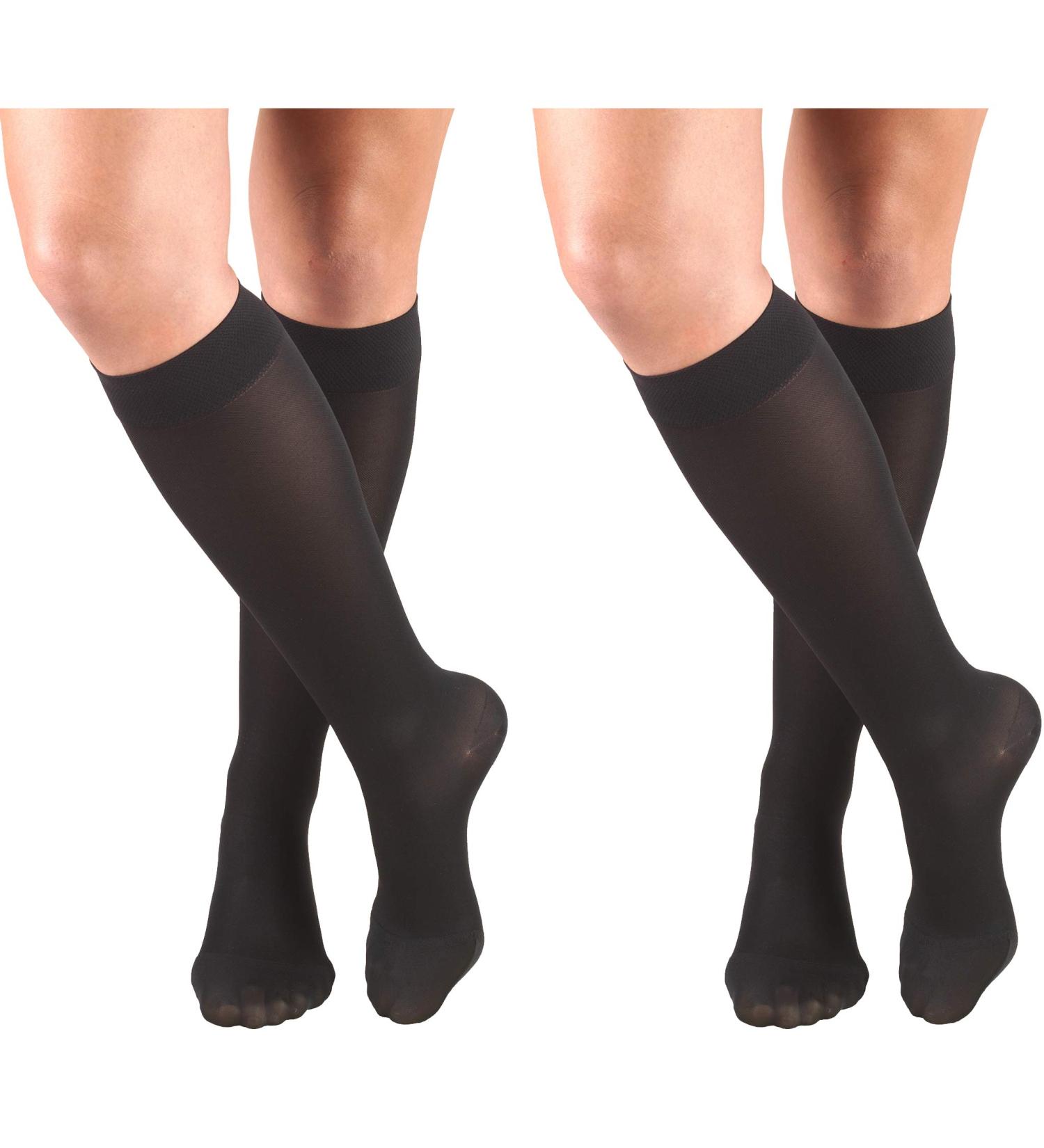 Truform Women's Compression Stockings 15-20 mmHg Knee High - Opaque Black X-Large (2 Count) - Best for Support & Comfort - Buy Online on GoSupps.com