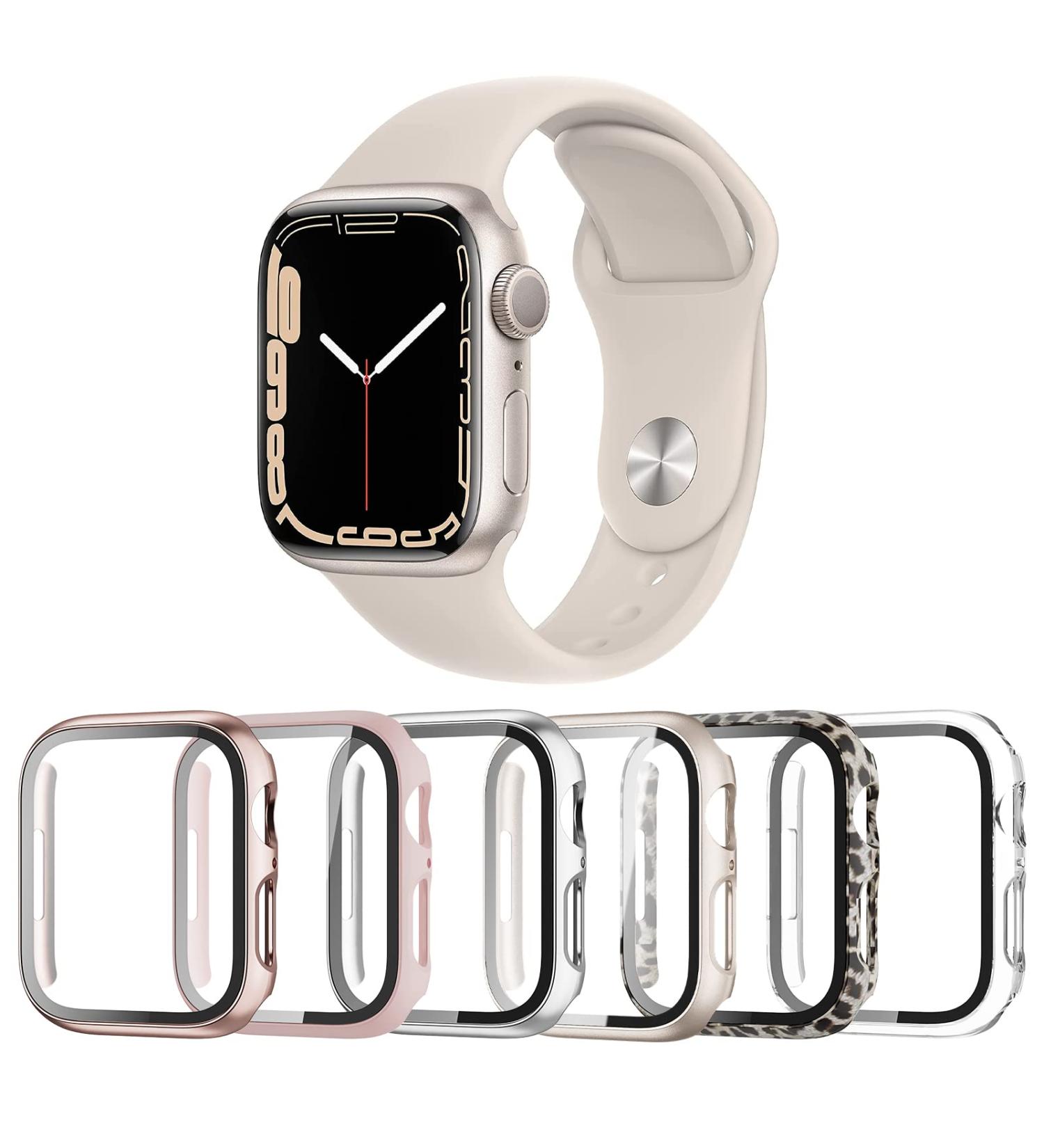 Landhoo 6 Pack case for Apple Watch Series SE/6/5/4 40mm Screen Protector with Tempered Glass Hard PC HD Full Cover Protective iwatch. Rose Gold+Pink+Silver+Starlight+Classic Leopard+Clear only for 40mm - Buy Online on GoSupps.com