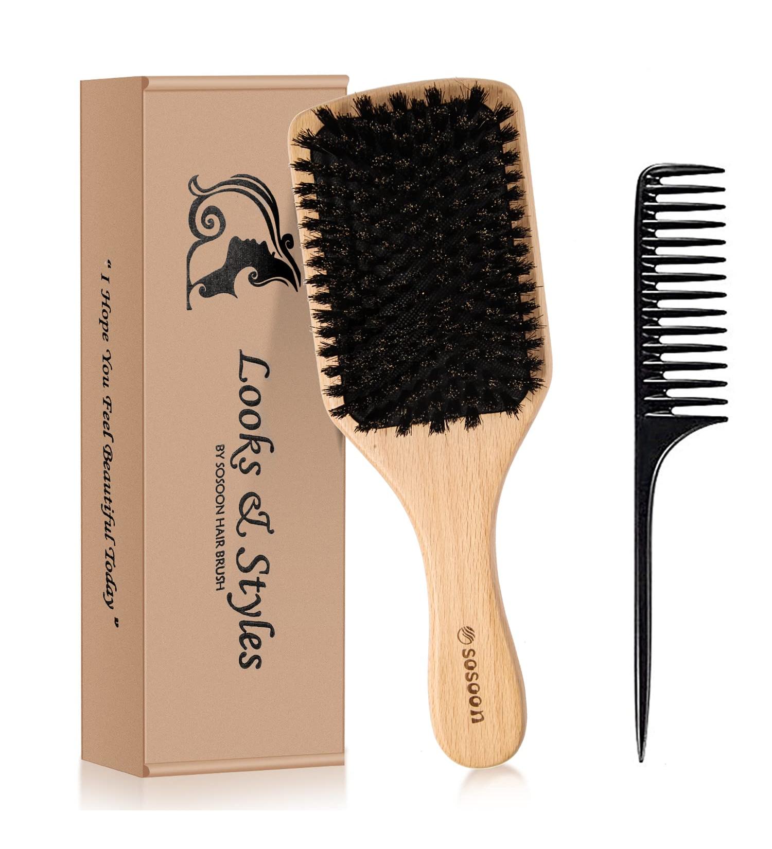 Pure Boar Bristle Hair Brush for Women Men Kids - Restore Shine & Texture, Smooth & Health Yellow - Buy Online on GoSupps.com