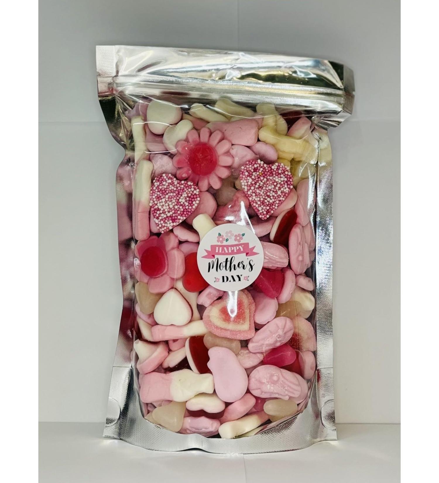 Happy Mothers Day Pink Filled Pick N Mix Sweet Treat Pouch Present Gift 600g - Buy Online on GoSupps.com