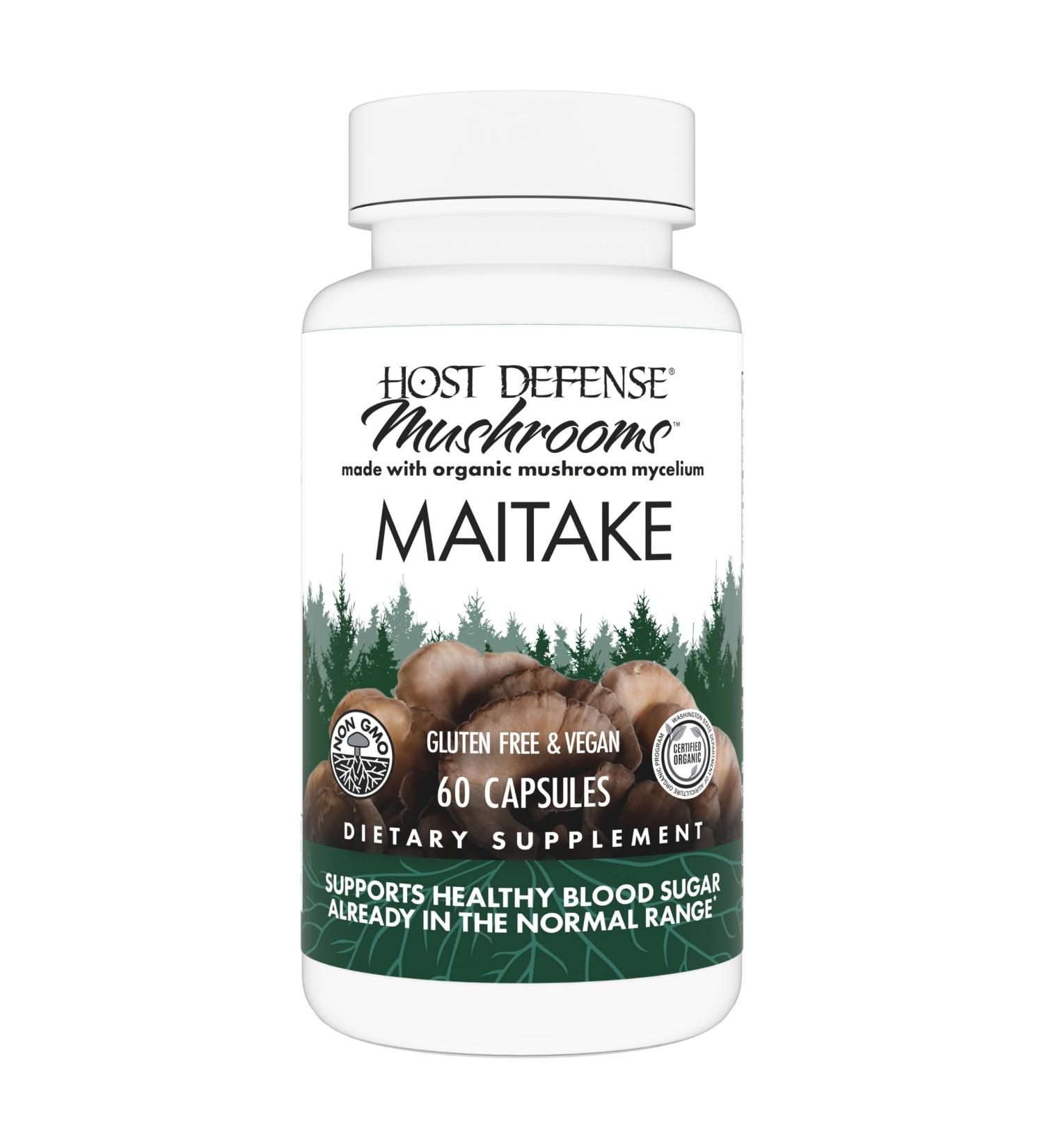 Host Defense Maitake Capsules - Immune & Cellular Health Support Supplement - Dietary Herbal Supplement with Maitake Mushroom & Mushroom Mycelium - 60 Capsules (30 Servings)* - Buy Online on GoSupps.com