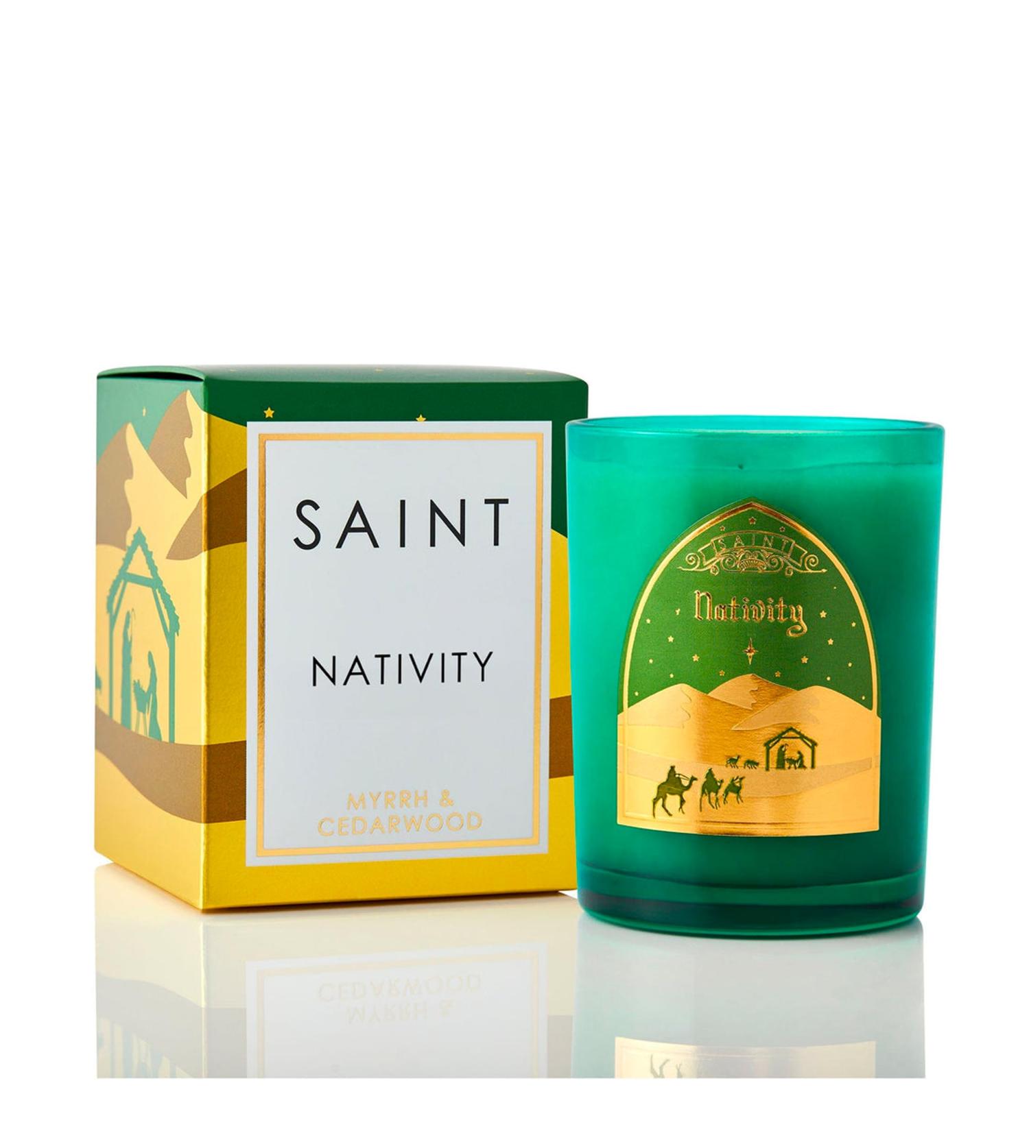 SAINT Jesus Christ Nativity Scented Candle - Aromatherapy with Prayer Coin & Holy Oil | Myrrh & Cedarwood | 80 Hour Burn Time | Special Edition - Buy Online on GoSupps.com