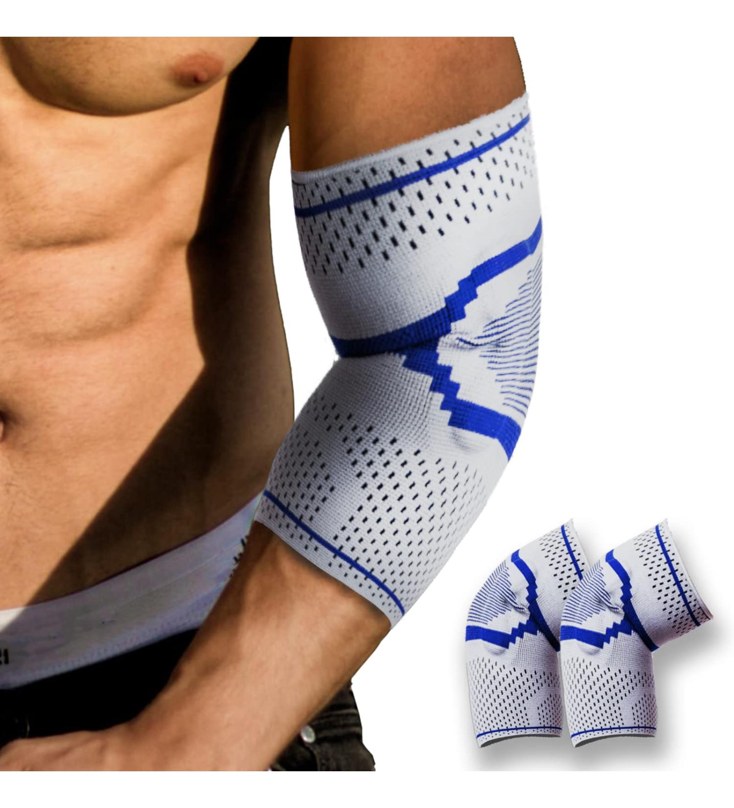 GIRYES Elbow Support Sleeve - Compression Arm Sleeve for Tennis & Golfer's Elbow - Joint Pain Relief - Moisture Wicking - Non-Slip Design - L Grey (2 Pieces) - Buy Online on GoSupps.com