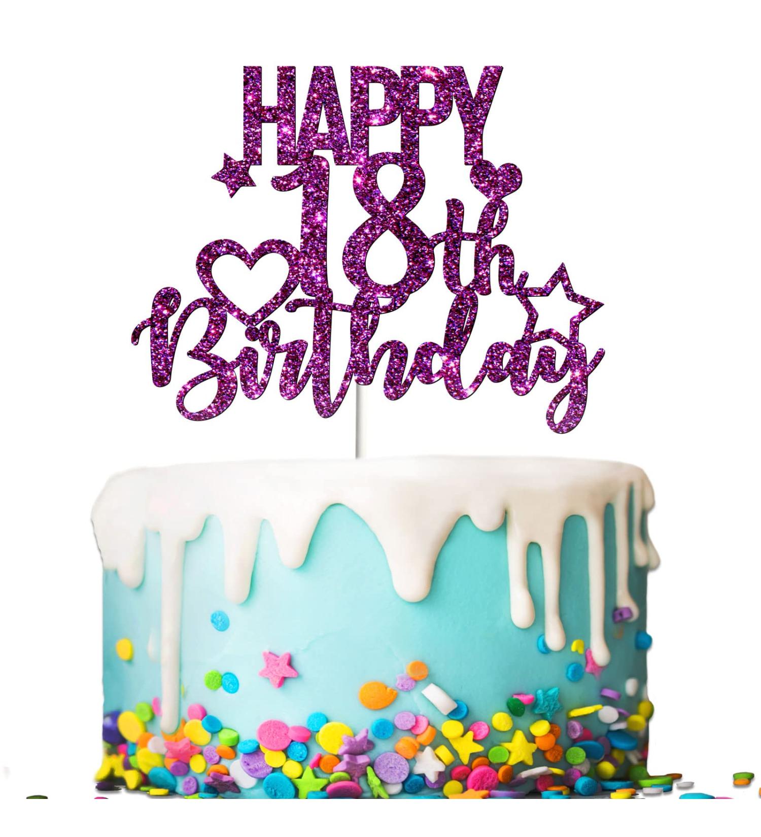 Tenhaisi Purple Happy 18th Birthday Cake Topper Glitter 18 and Fabulous Cake Topper Food Picks - 18th Birthday Party Decoration - Cheers to 18 Years Anniversary Party Supplies - Buy Online on GoSupps.com