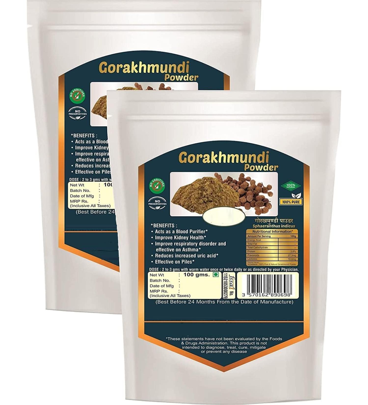 MI Gorakhmundi Pow.der (Sphaeranthus Indicus) Gorakmundi Pow.der - Gorakh Mundi Powder - 200 gm.