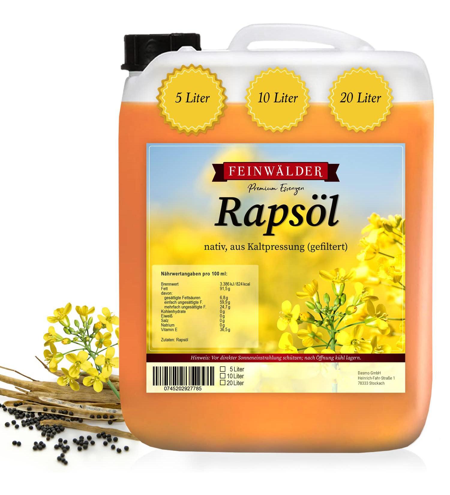 Feinw lder Premium Cold-Pressed Rapeseed Oil 5L - GMO-Free Cooking Oil Canister for Roasting & Refining - XL Pack - Buy Online on GoSupps.com