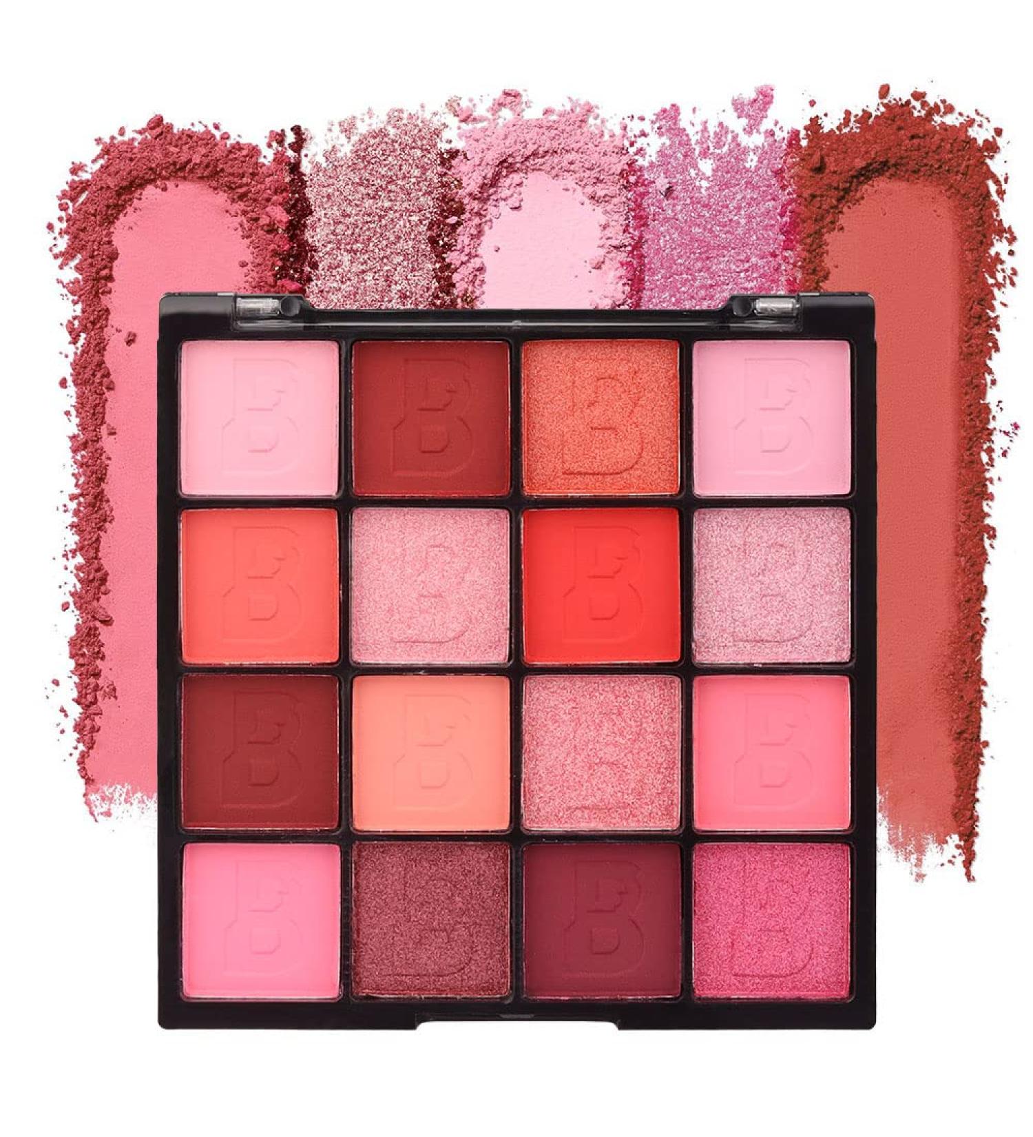 16 Colors Waterproof Pink Red Eyeshadow Palette - Highly Pigmented Matte and Shimmer Shades - Long-Lasting Eye Makeup Palette - Buy Online on GoSupps.com