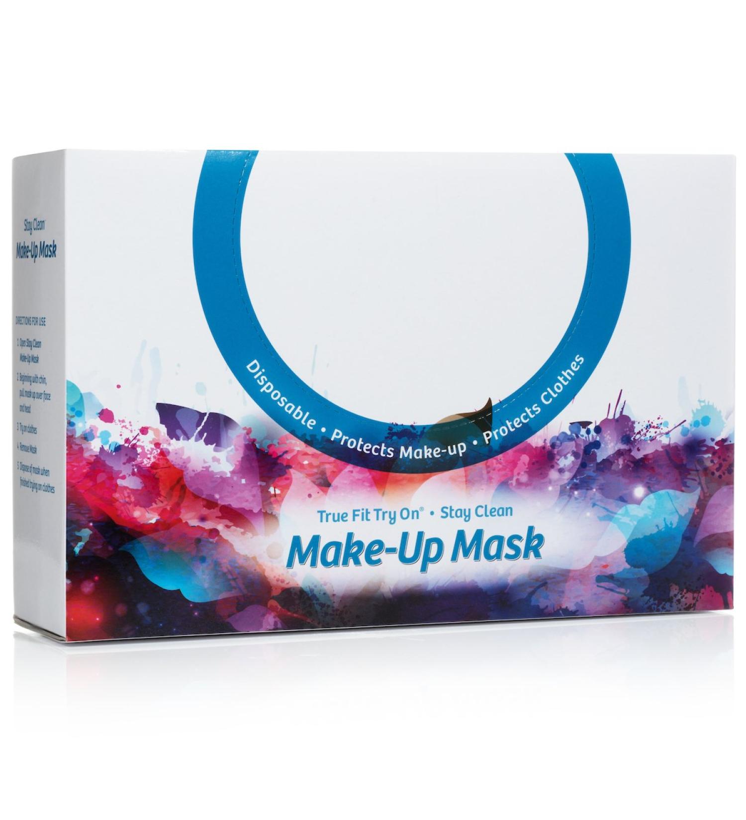 True Fit Try On Makeup Mask - Disposable Cosmetic Mask - Protects Face and Hair - 25 Pieces Per Box