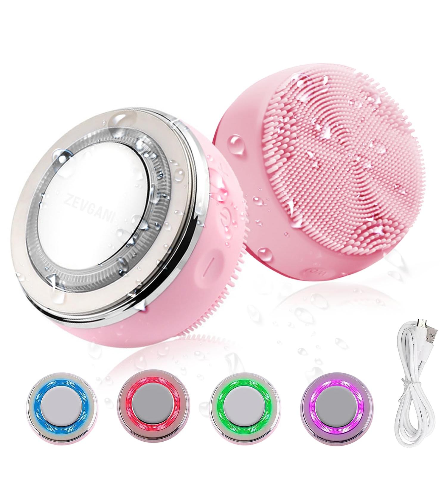 Waterproof Facial Cleansing Brush 2-in-1 Skin Rejuvenation Device Heated Face Massager for Skin Tightening Neck Face Lifting Firming Face Scrubber for Deep Cleaning Pores & Exfoliating Pink - Buy Online on GoSupps.com