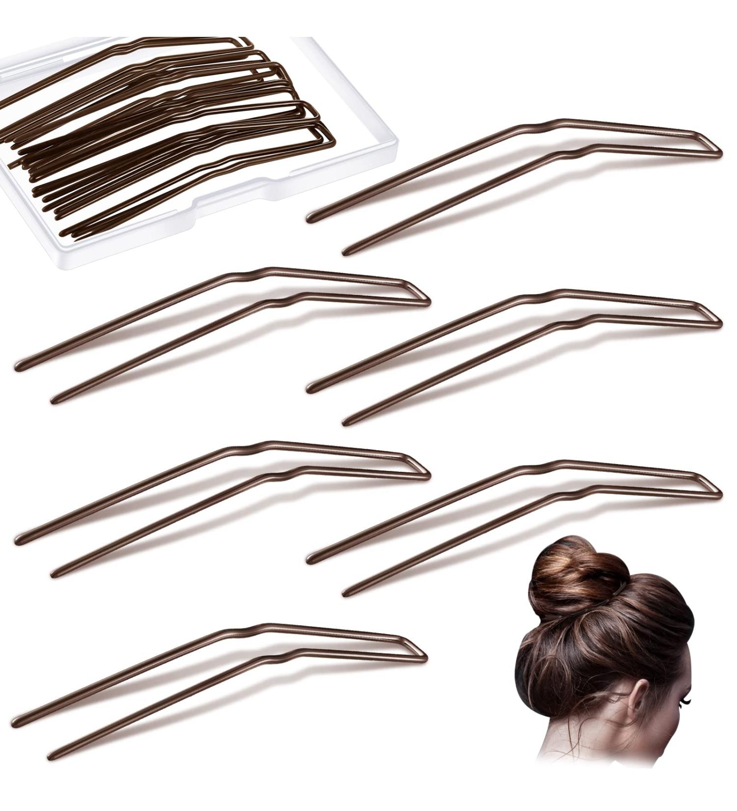 36 Piece Brown 3 Inch U Shaped Hair Pins for Women - Bobby Pins for Updo Styling - Buy Online on GoSupps.com