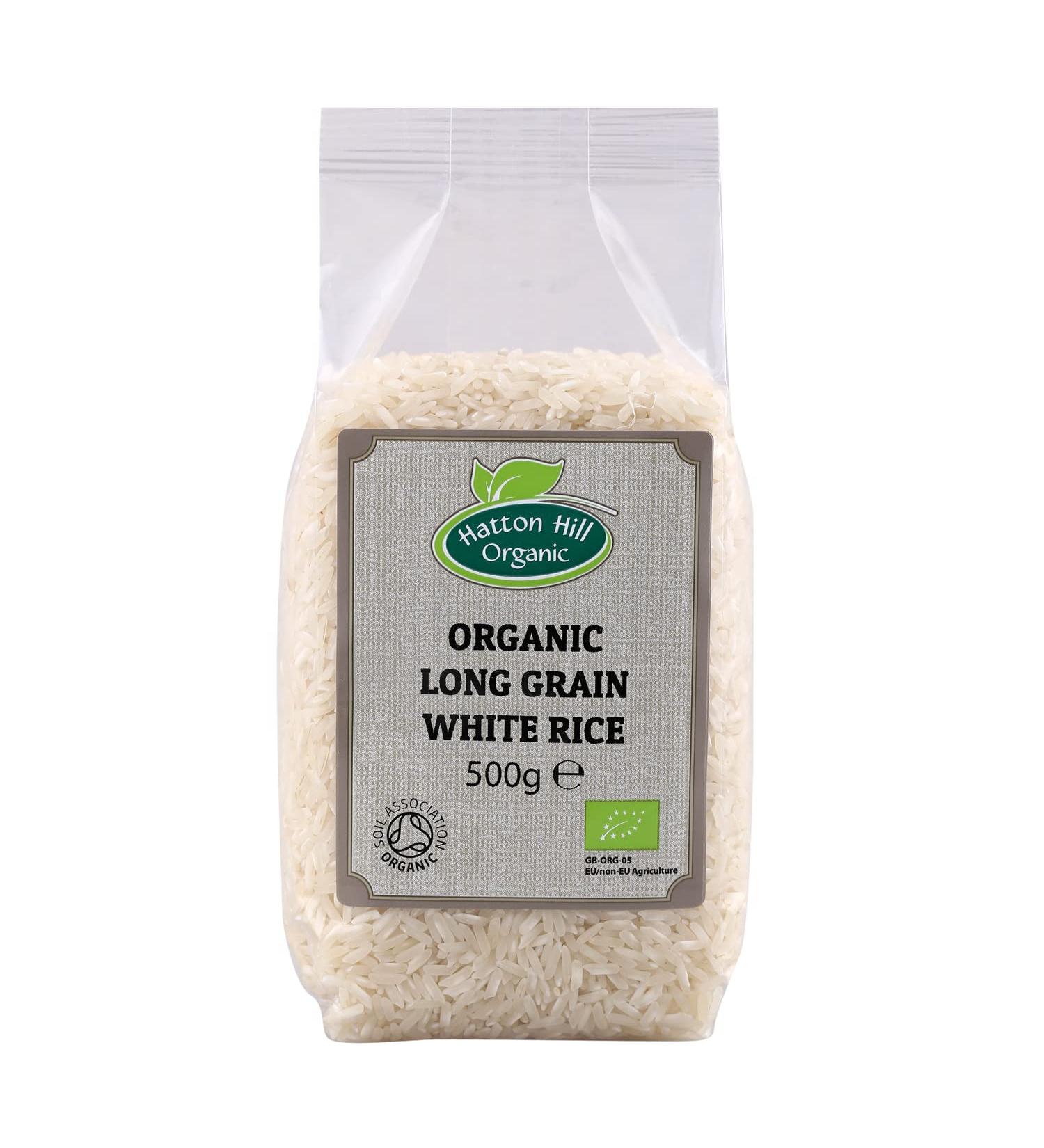 Organic Long Grain White Rice 500g by Hatton Hill Organic - Free UK Delivery - Buy Online on GoSupps.com