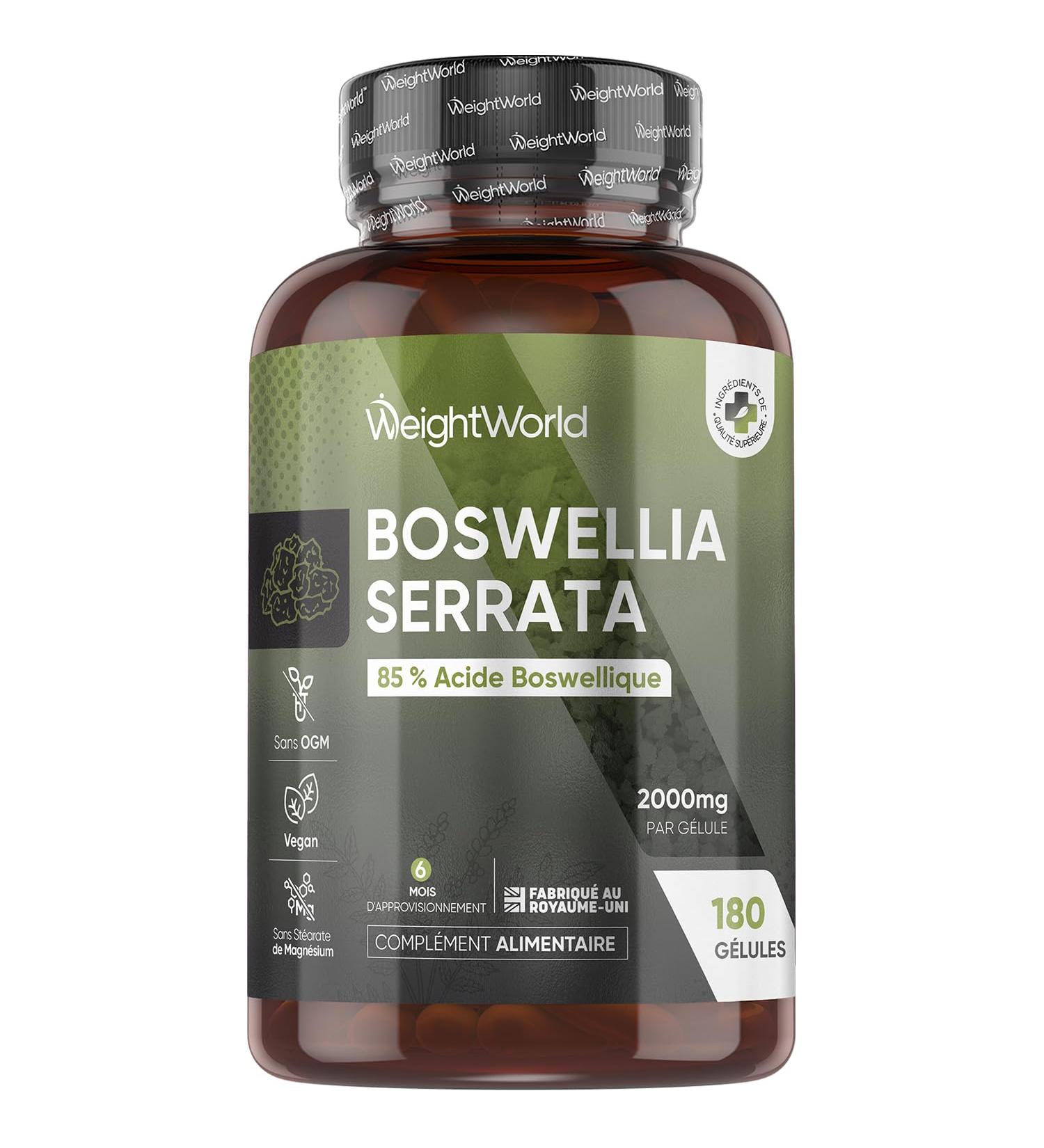 Boswellia Serrata 2000mg 180 G lules Vegan avec 85% d Acide Boswellique - Encens Indien pas de l Harpagophytum - Extrait de Poudre de Boswellia (5:1) quivalent 400mg - pour 6 Mois d'Apport - Buy Online on GoSupps.com
