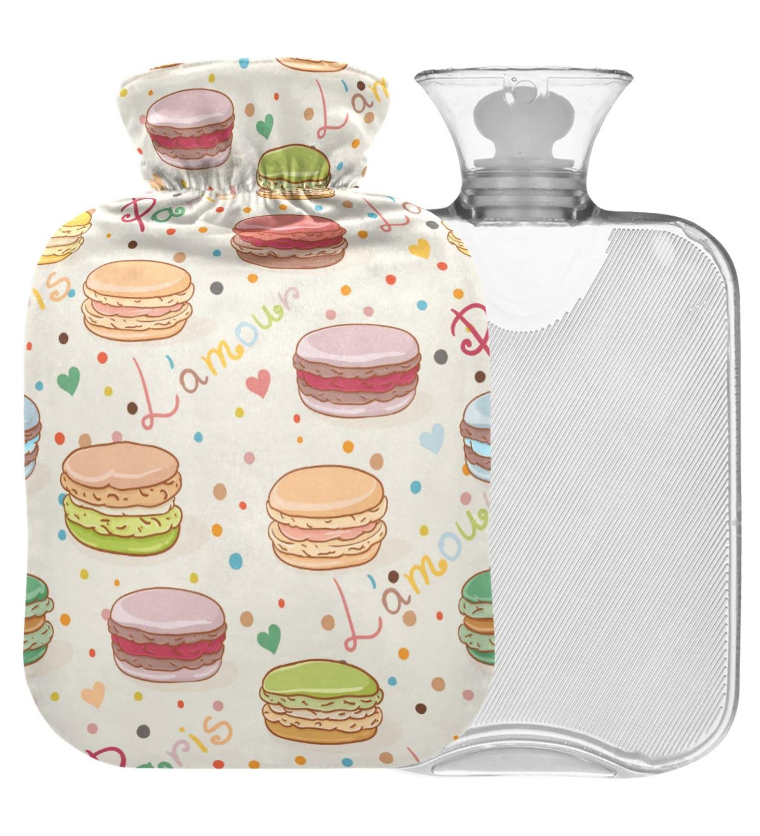 NAANLE Sweet Macaron Hot Water Bottle - 1L Transparent Heat Bottle for Bed Hand & Feet Warmer | Pain Relief & Cold Therapy - Buy Online on GoSupps.com