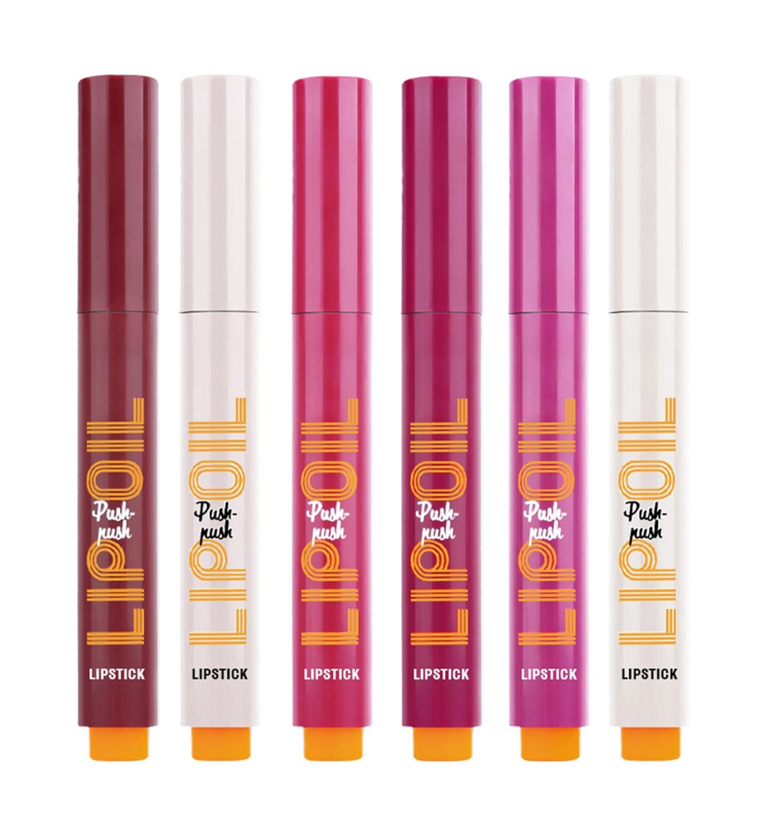  Teksome Click Lip Gloss Click Lipstick Pen Moisturizing Solid Lip Gloss Lipstick Set of 6 | Waterproof Lip Gloss Moisturizing Lip Oil for - Buy Online on GoSupps.com