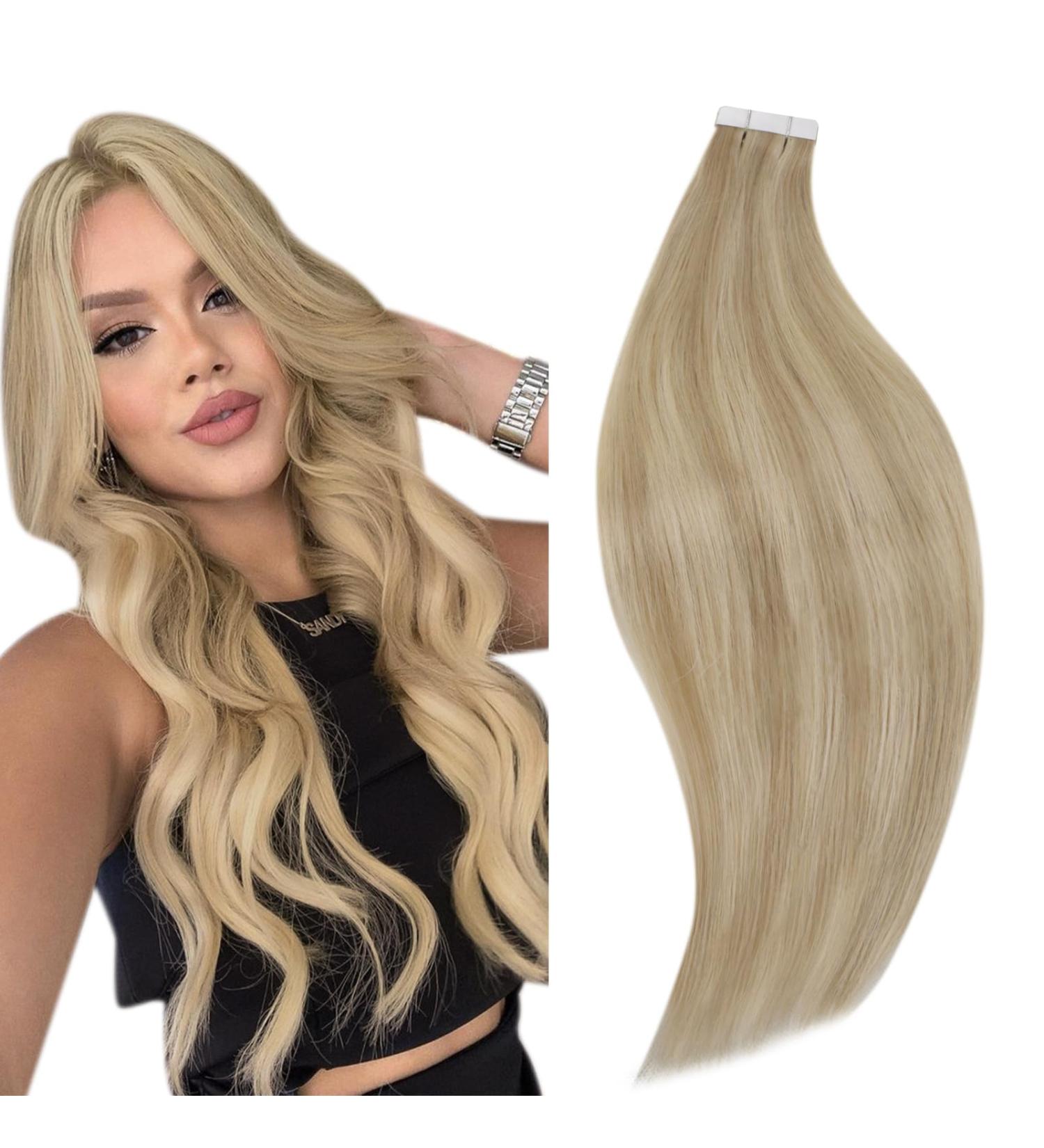 Runature 60cm Tape-In Extensions | Real Human Hair Blonde Highlights Invisible 50g #16P22 - Buy Online on GoSupps.com