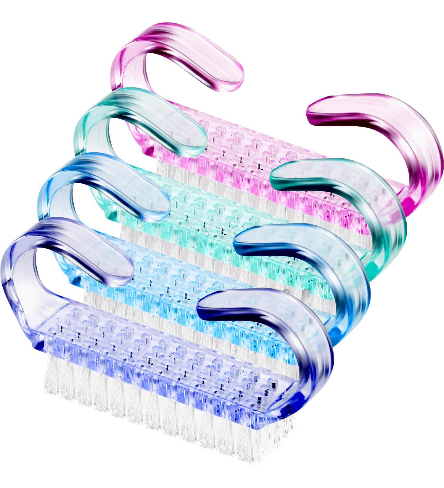4-Piece Nail Hand Scrubbing Brush Set - Plastic Fingernail Cleaning Brushes (Blue Green Pink Purple) - Buy Online on GoSupps.com