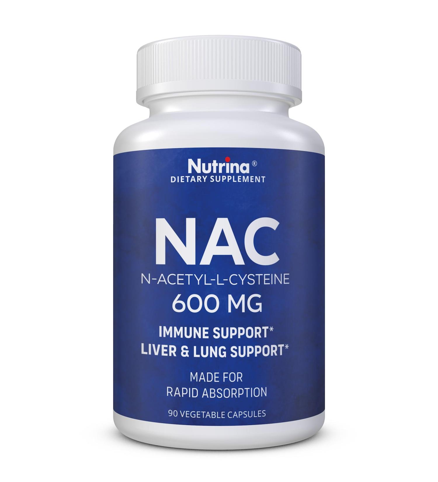 NAC 600 mg - Immune Support Lung & Liver Health Supplement - N-Acetyl-L-Cysteine Capsules for Antioxidant Boost (90 Count - Buy Online on GoSupps.com