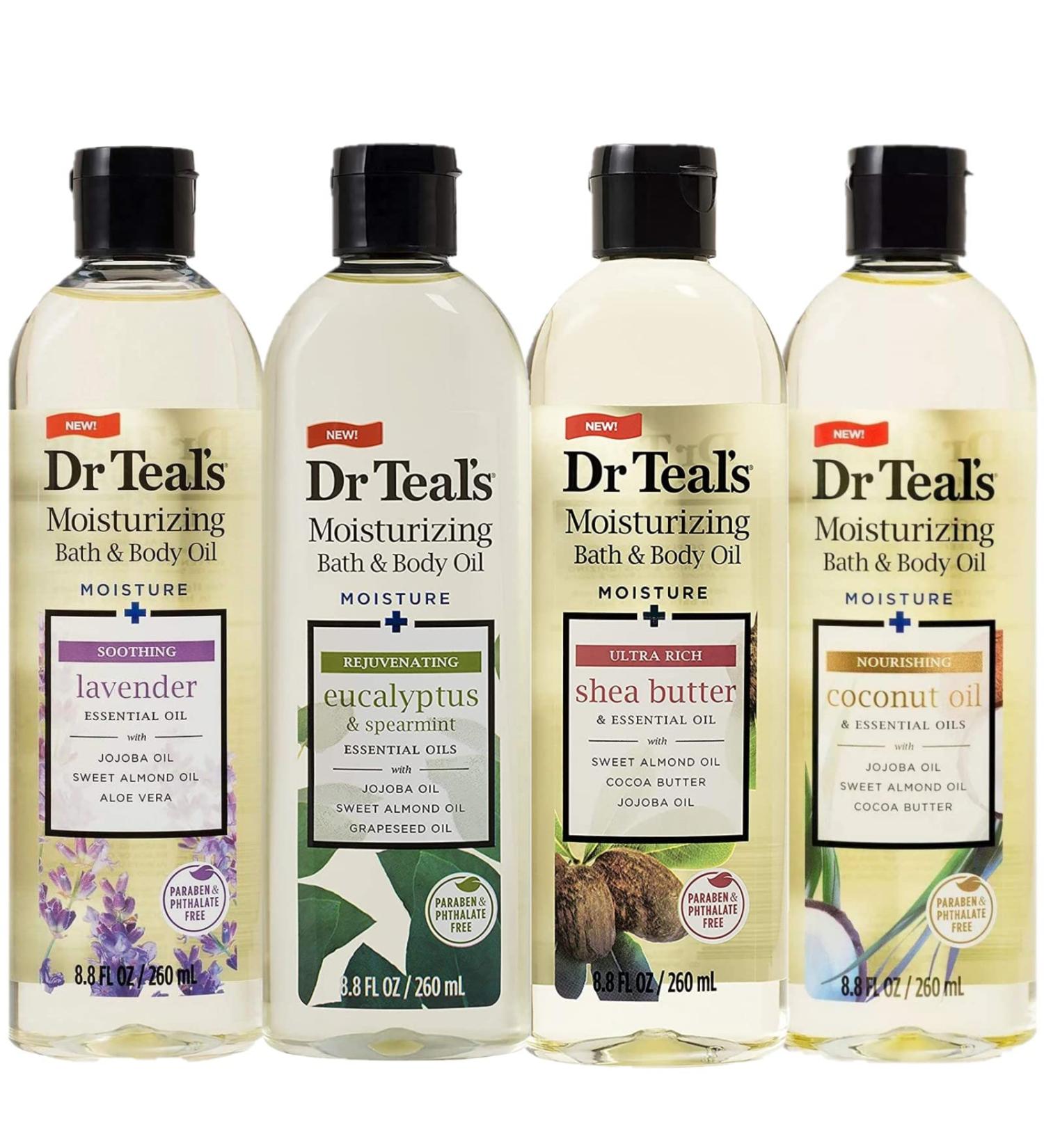Dr Teal's Mothers Day Bath & Body Oil Gift Set - Lavender & Eucalyptus, Shea Butter, Coconut Oil - Hydrating Essential Oils (4 Pack) - Buy Online on GoSupps.com