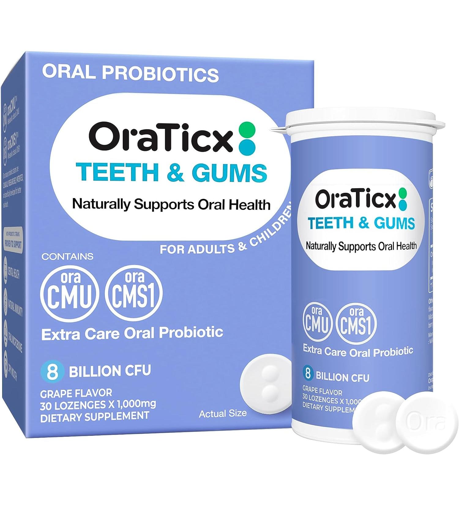 OraTicx Teeth & Gums Dental Probiotic - Oral Probiotics Supplement 8B CFU - Grape Flavor - Buy Online on GoSupps.com