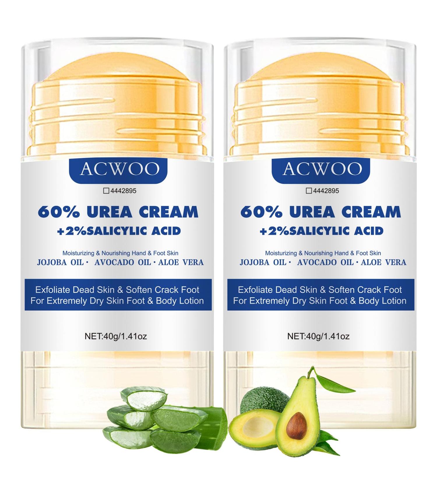 ACWOO Urea Foot Cream 60 Percent Plus 2 Salicylic Acid 2 pieces Urea Cream for Feet Nourishing Foot Cream for Cracked Heels and Dry Skin Deeply Moisturizing Repairing Cream for Cracked Heels - Buy Online on GoSupps.com