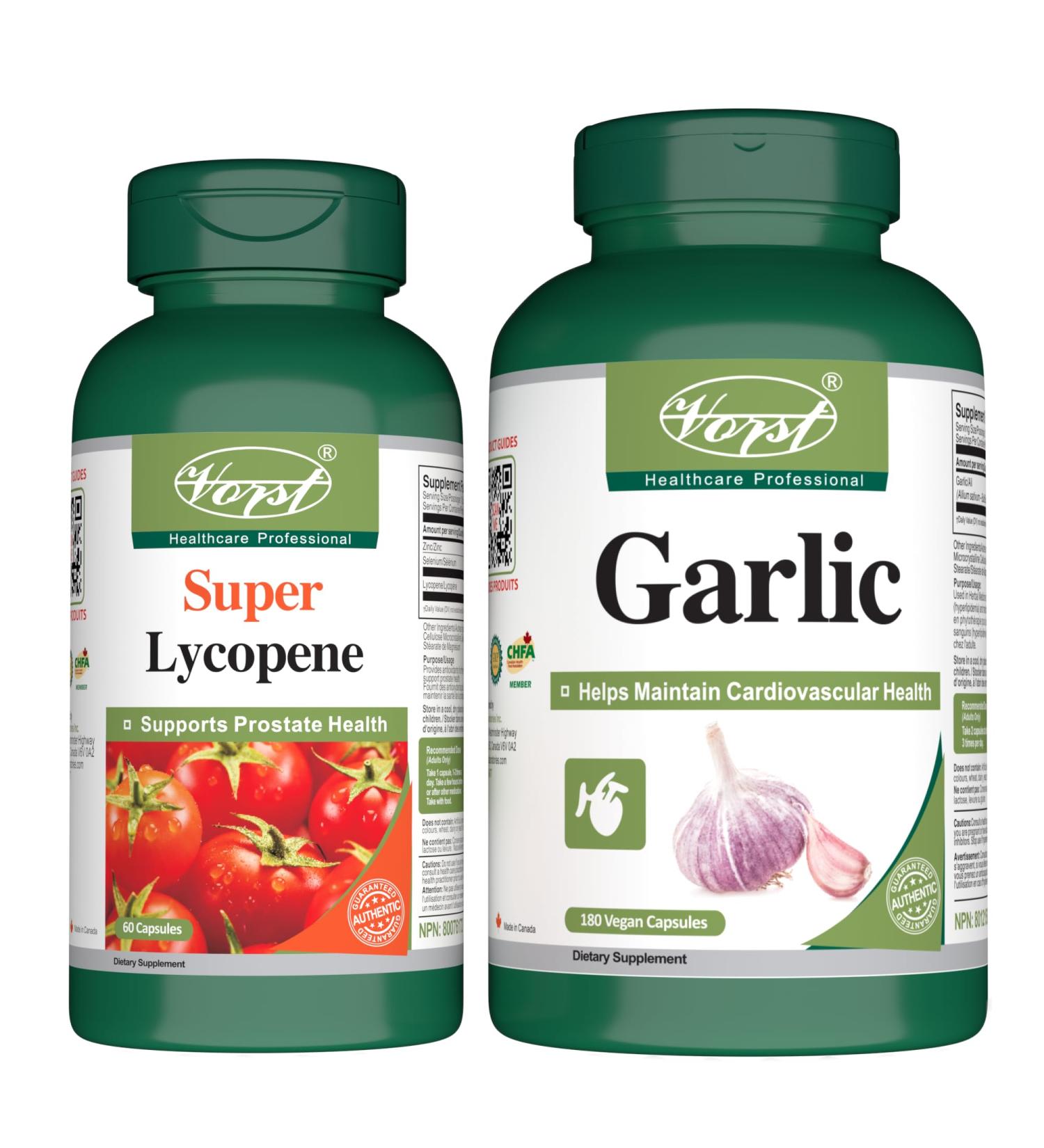 VORST Premium Lycopene 60 Capsules & Garlic 180 Vegan Capsules (Combo Bundle 2 Bottles) - Buy Online on GoSupps.com