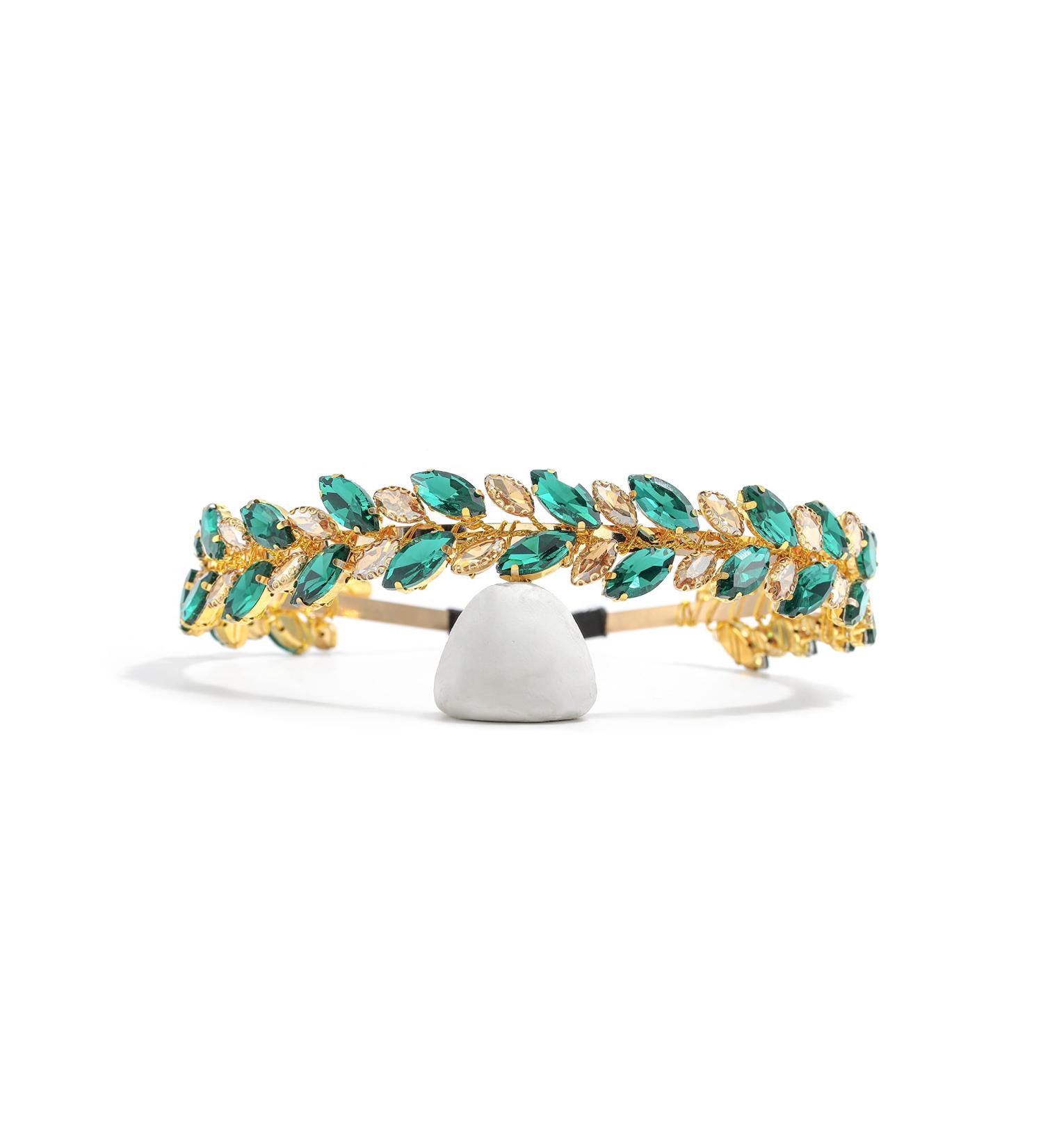 IYOU Crystal Wedding Headband Emerald Green Bridal Hair Bands Crown Sparkly Rhinestone Headpiece Tiara Prom Party Hair Accessories for Brides and Bridesmaid - Buy Online on GoSupps.com