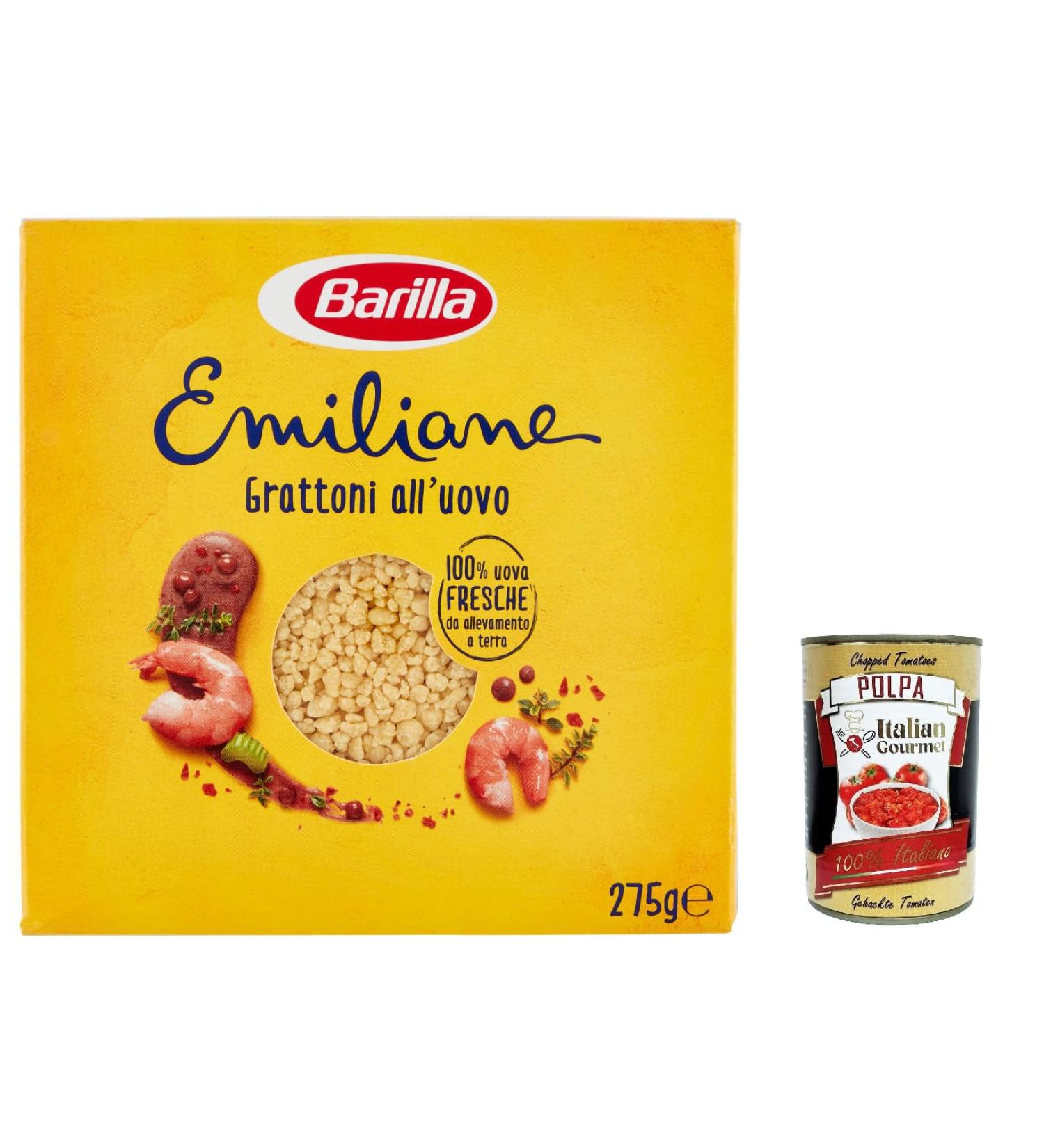  Italian Gourmet E.R. Barilla Egg Pasta Le Emiliane Grattoni Egg Pasta 275g + Italian Polpa Gourmet 400g (Pack of 10) - Buy Online on GoSupps.com