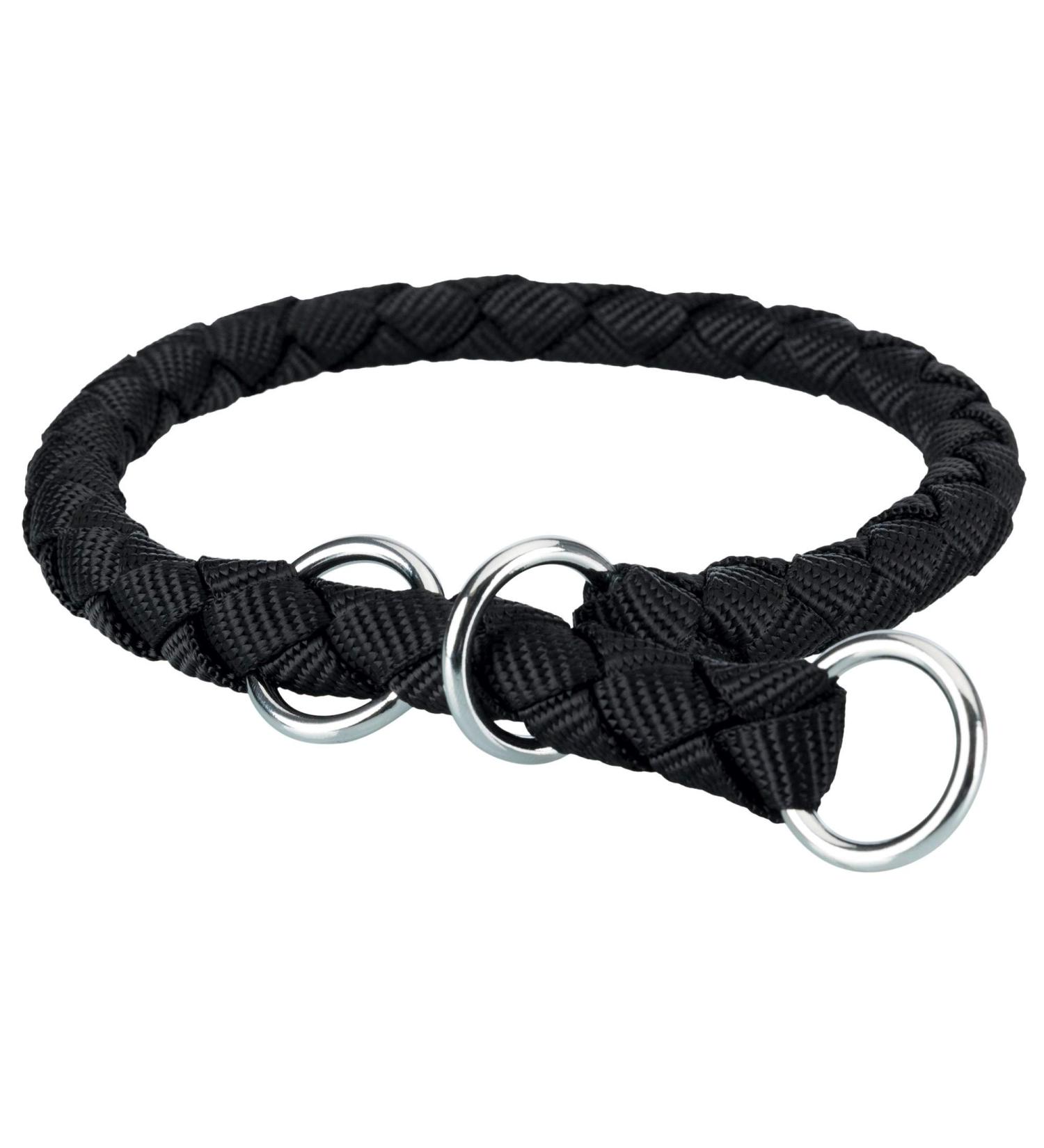 Trixie cavo pull -stop collar size S: neck circumference 30 36 cm/ 12 mm in black - dog collar made of belt band for small dogs round braided 144301 black S: 30 - 36 cm