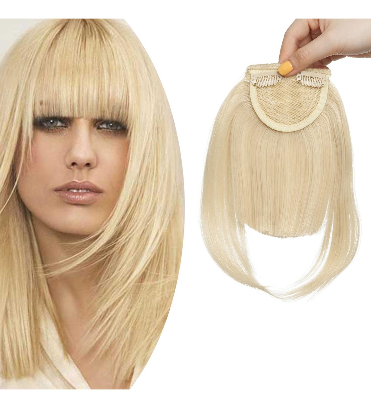 SEGO Clip-in Pony Hairpiece Extensions - Bleached Blonde Straight Fringe Bangs | Premium Quality Human Hair Look - Buy Online on GoSupps.com
