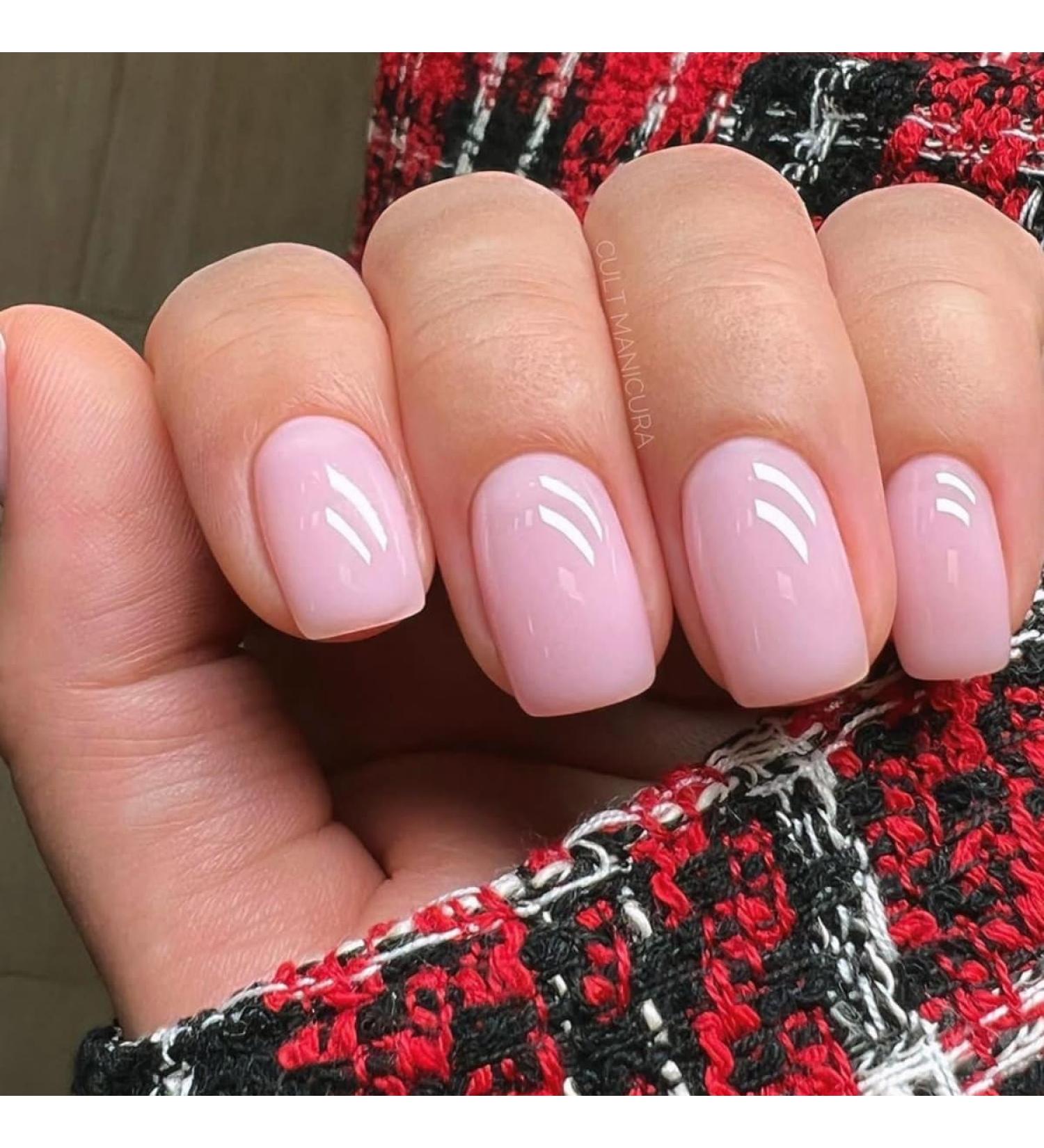 Justotry 24 pieces peach pink nails to stick on short single -colored angular press on nails pattern glossy artificial nails fake nails French square fingernails artificial nails for women 26pink & solid16