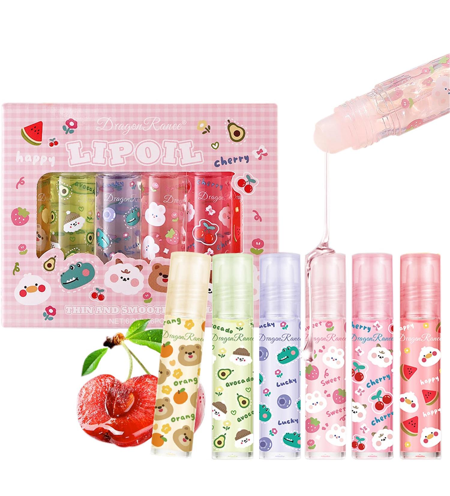 Sitovely 6pcs Roll On Lip Gloss Fruity Flavored Lip Oil Nourishing Lip Oil Lip Balm Lip Makeup - Buy Online on GoSupps.com