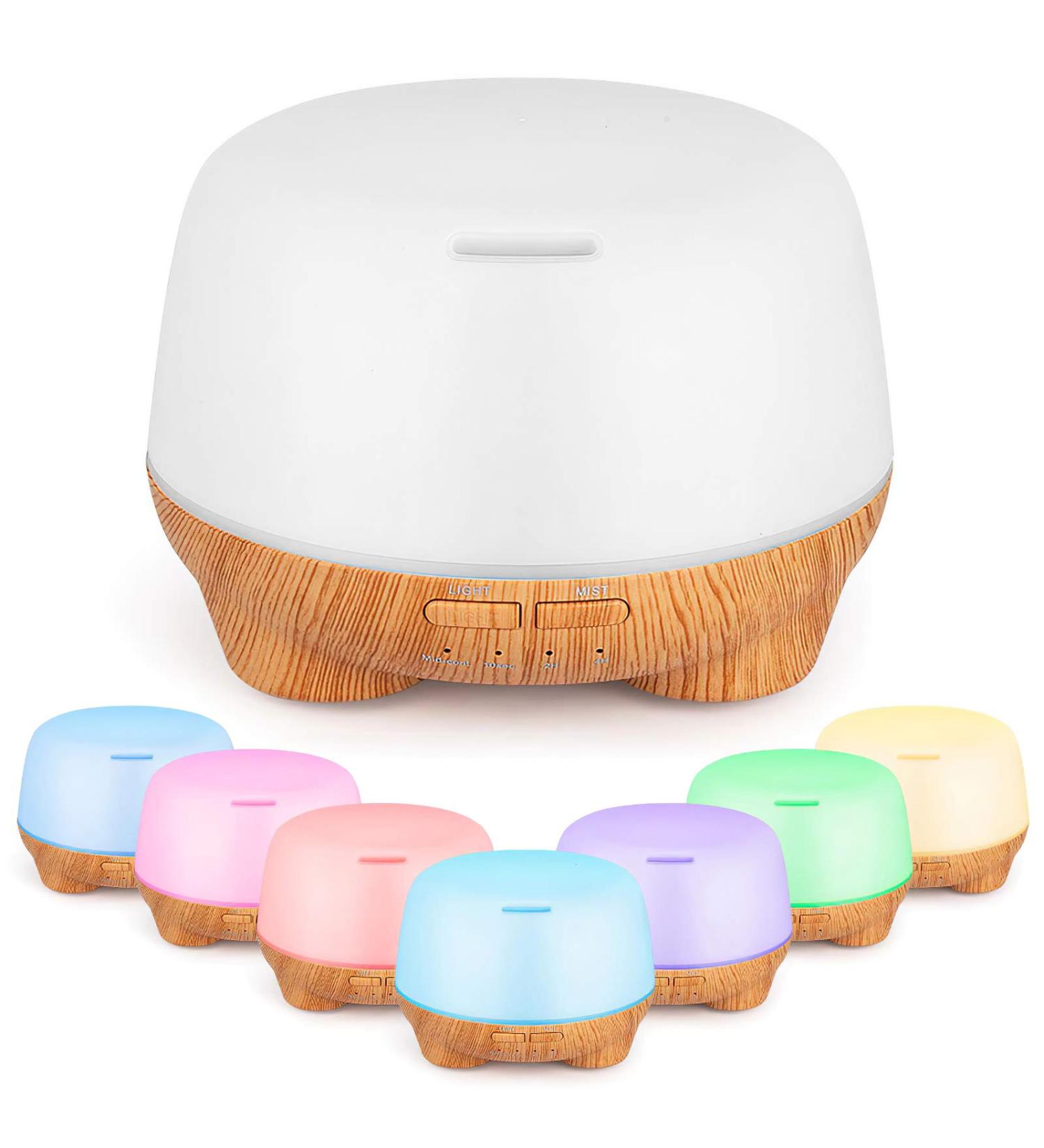 SK Depot Essential Oil Diffuser 500ml Ultrasound Aromatherapy Diffusers Remote Control Air Quiet Diffuser Aroma Diffusers Humidifier 7 Colors of Lights and for Bedroom Yoga Spa (Light Wood) - Buy Online on GoSupps.com