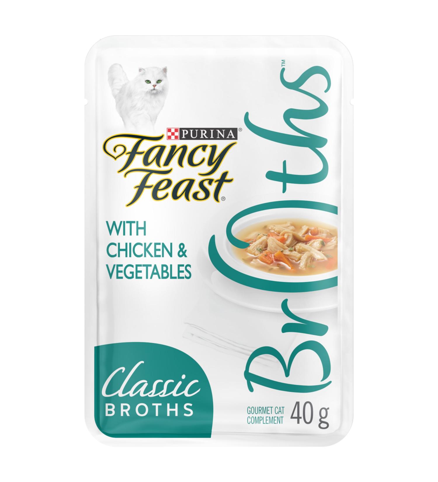 Fancy Feast Classic Broths Cat Food Complement Chicken & Vegetables - 40 g Pouch (16 Pack) Classic Chicken & Vegetables 16 - Buy Online on GoSupps.com